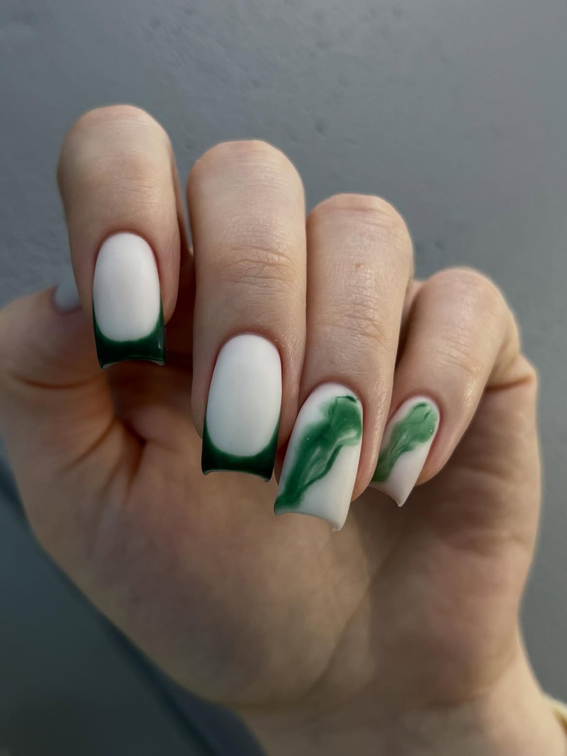 Emerald Green Swirl French Tips