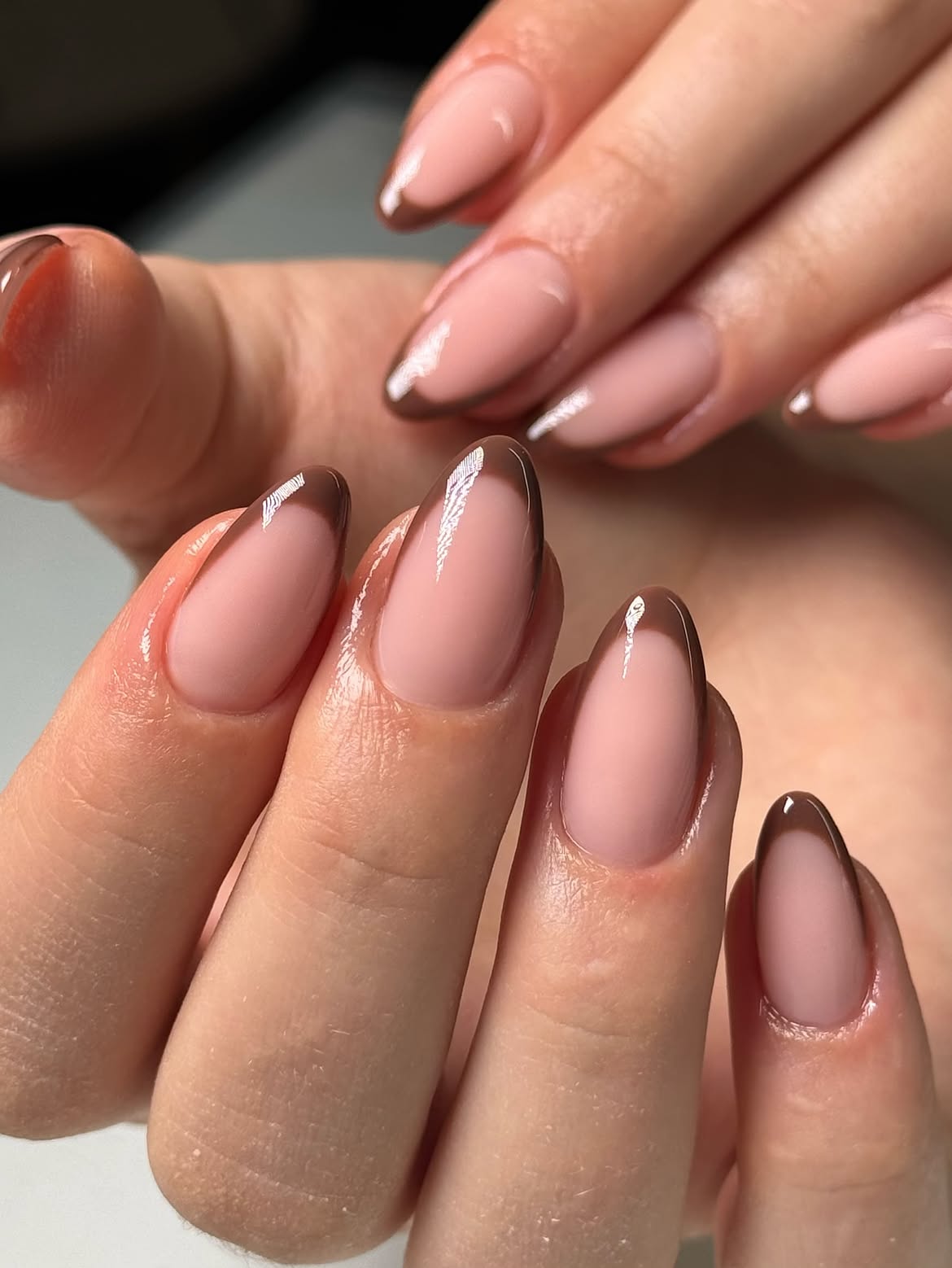 Espresso French Almond Nails