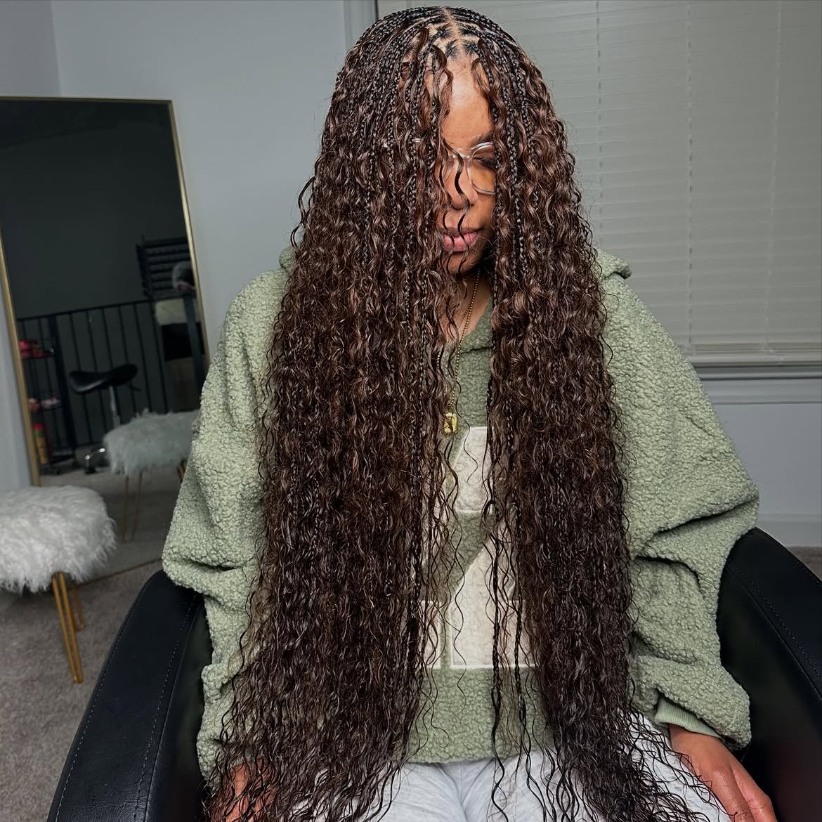 Extra Long Curly Bohemian Knotless Braids