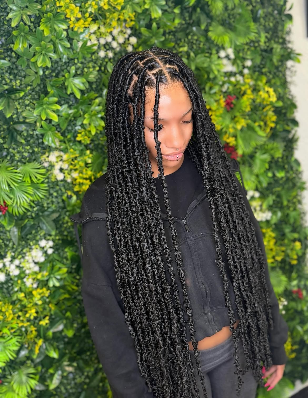 Extra Long Distressed Jet Black Faux Locs