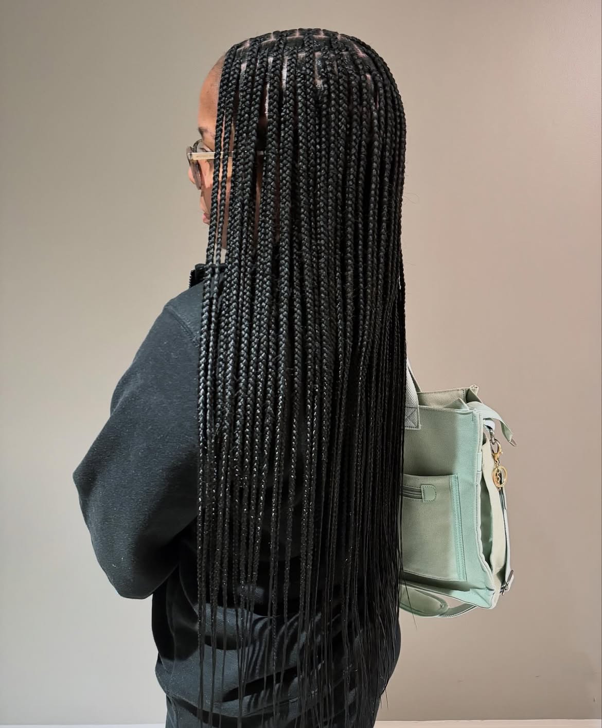 Extra Long Jet Black Knotless Braids