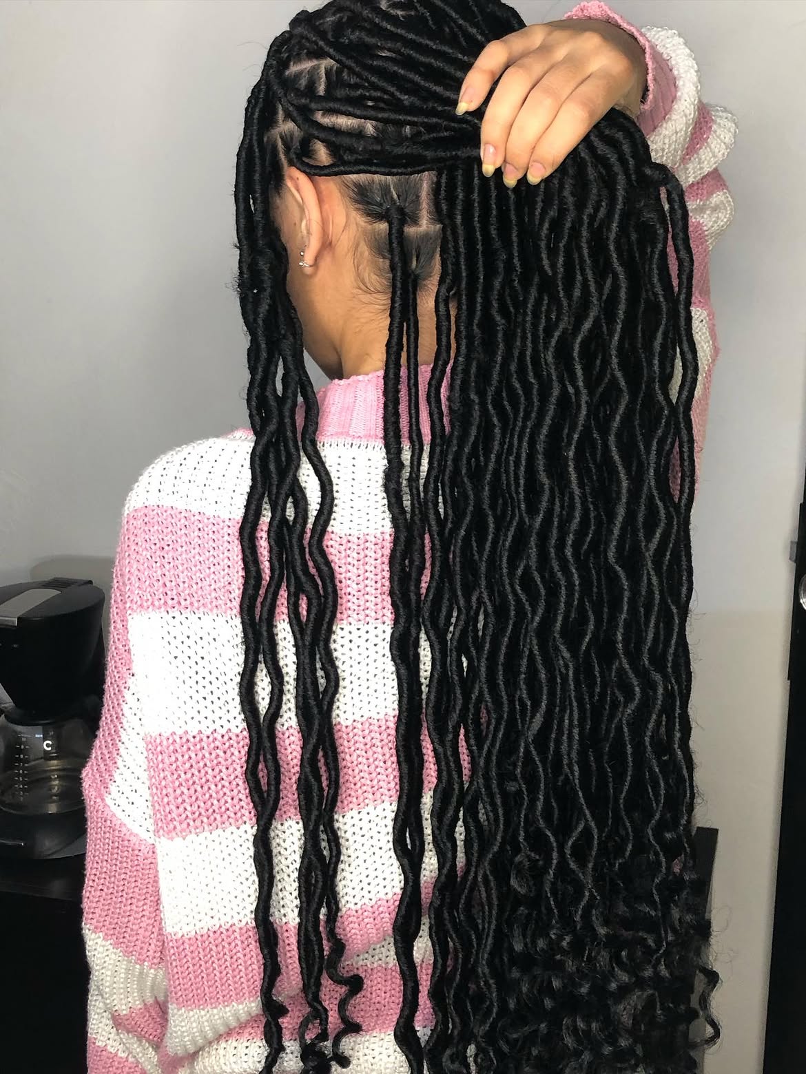 Extra Long Wavy Jet Black Faux Locs