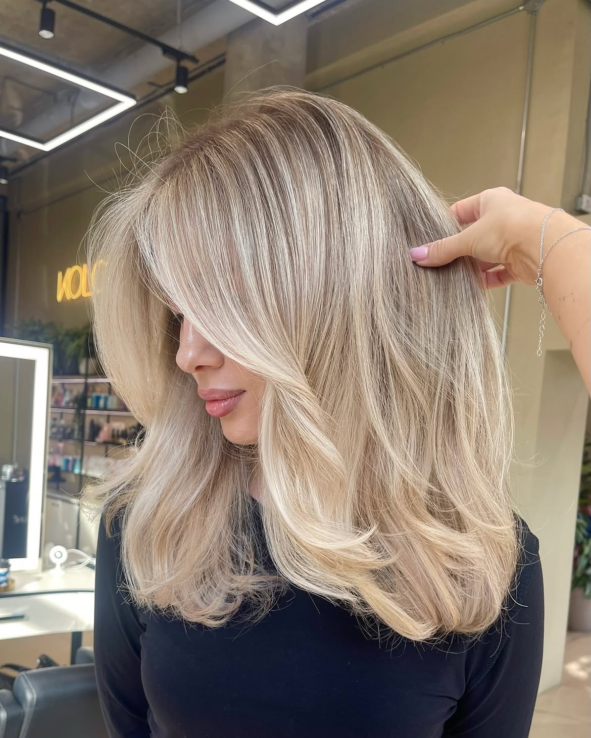 Face Framing Layers On Bright Scandinavian Blonde