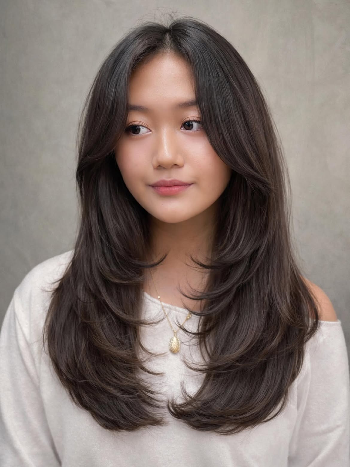 Face Framing Layers On Glossy Espresso Long Hair