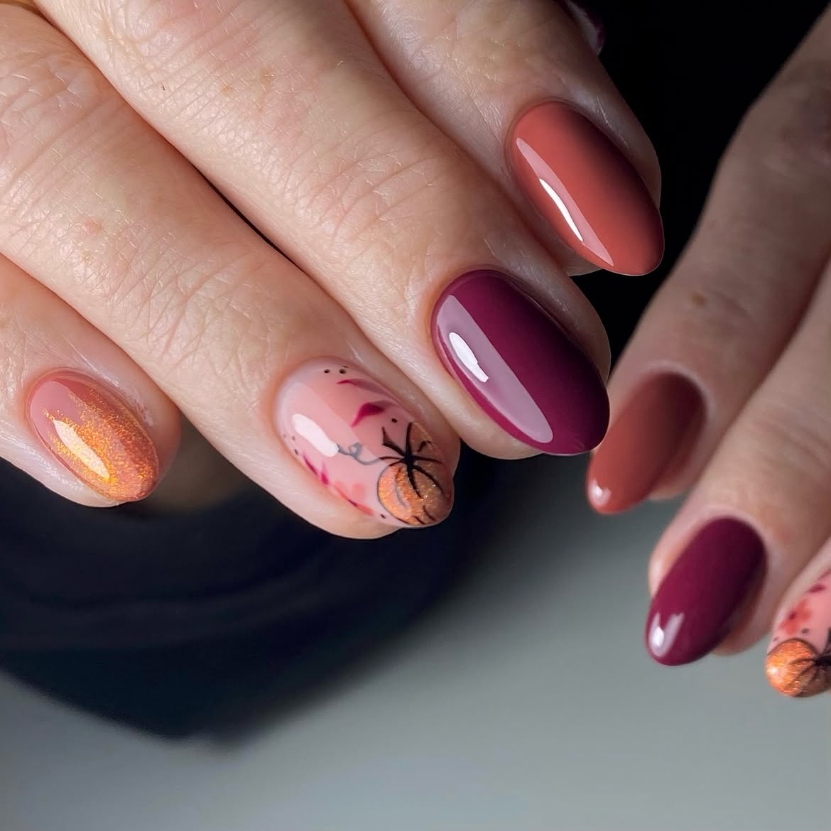 Fall Pumpkin Patch Oval Nails