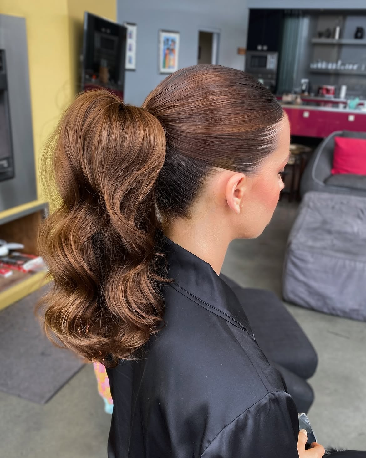 Glamorous High Ponytail With Hollywood Waves