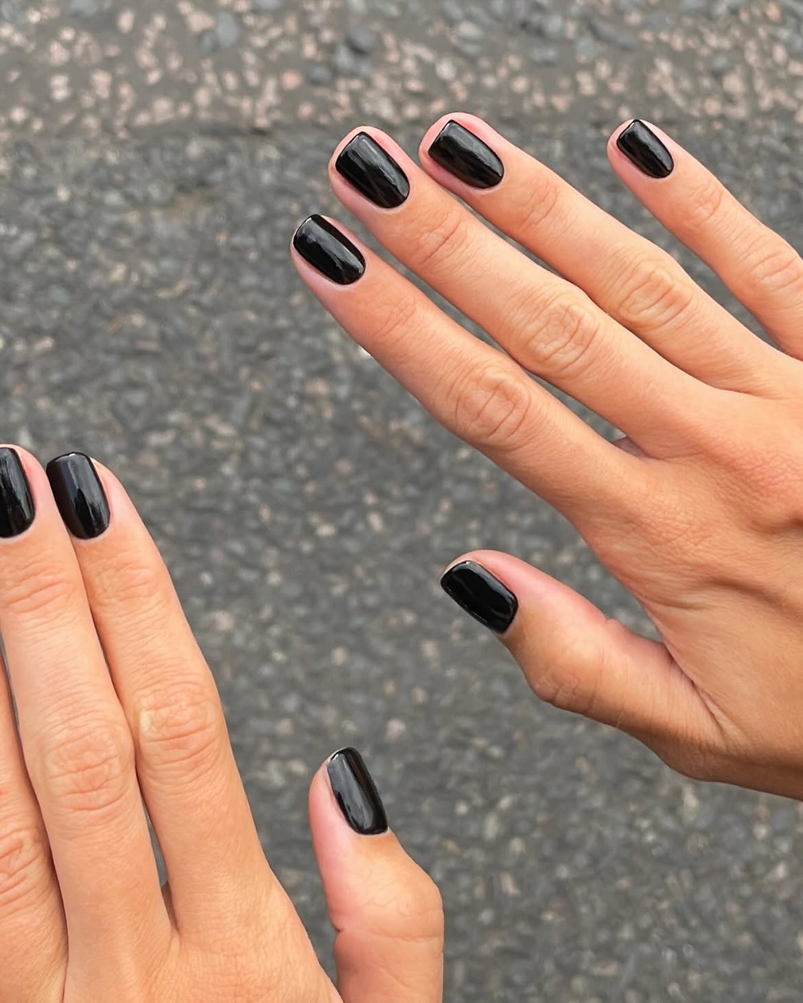 Glossy Black Short Square Nails