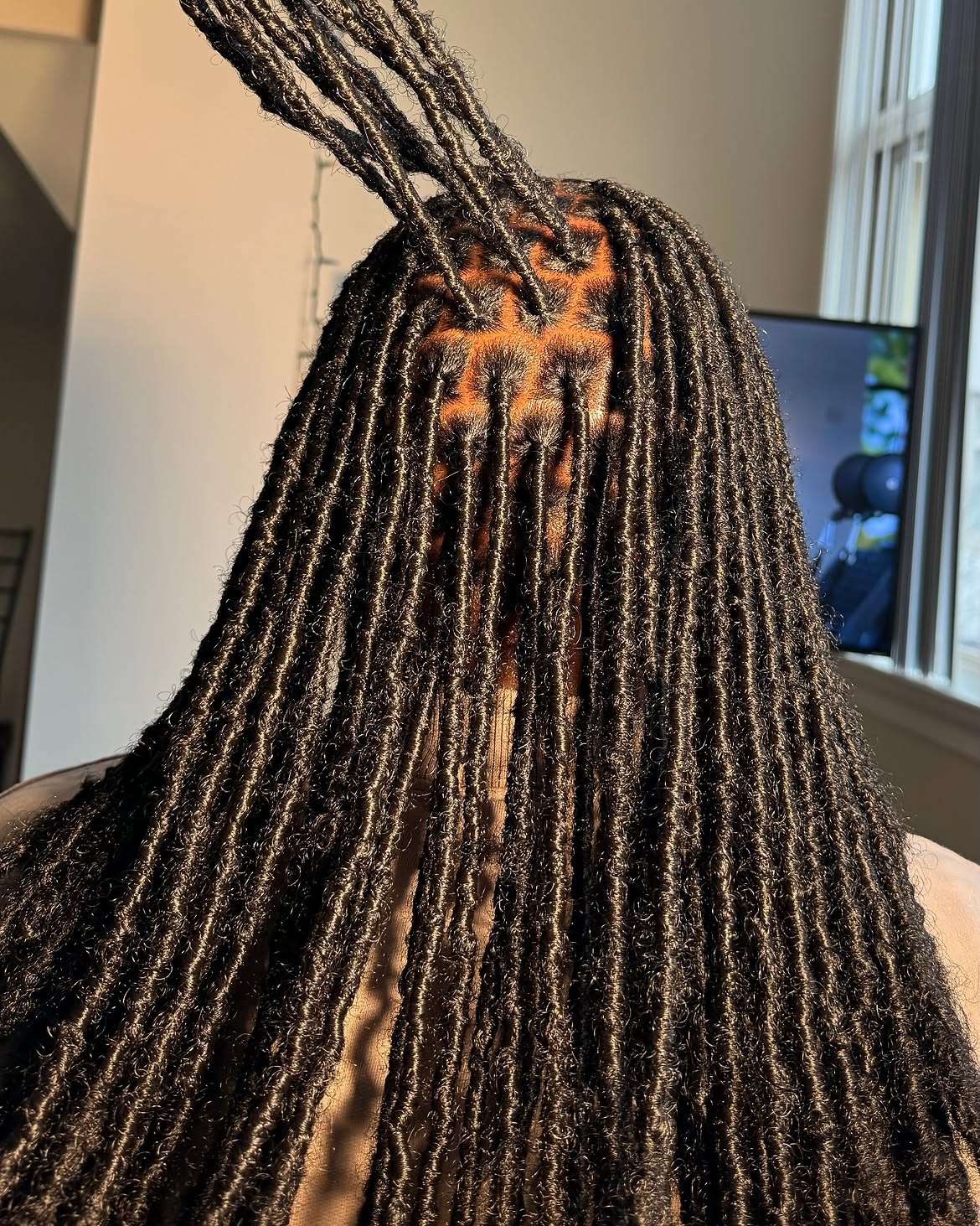 Goddess Faux Locs With Clean Box Parting