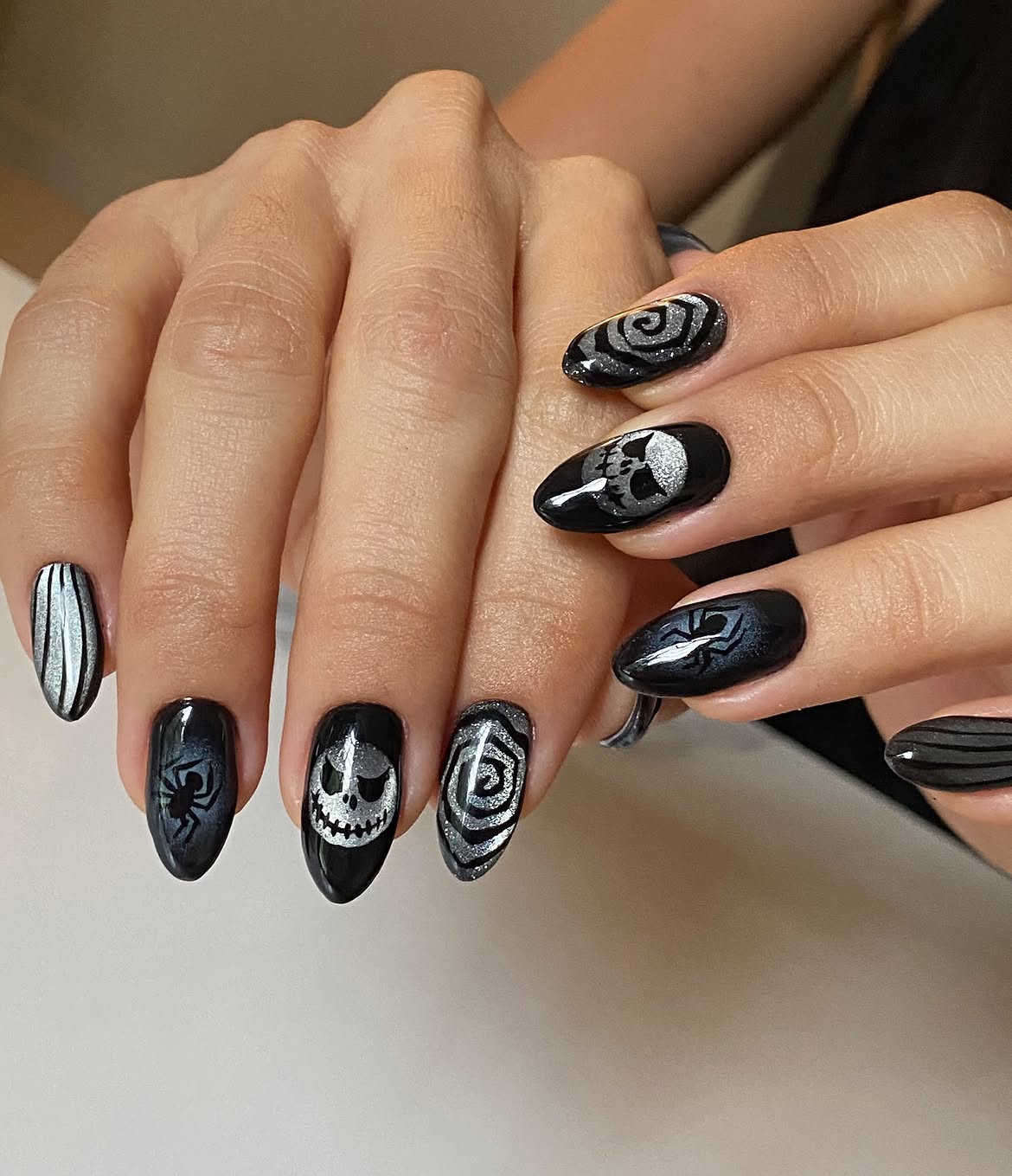 Gothic Black Halloween Nail Art Designs