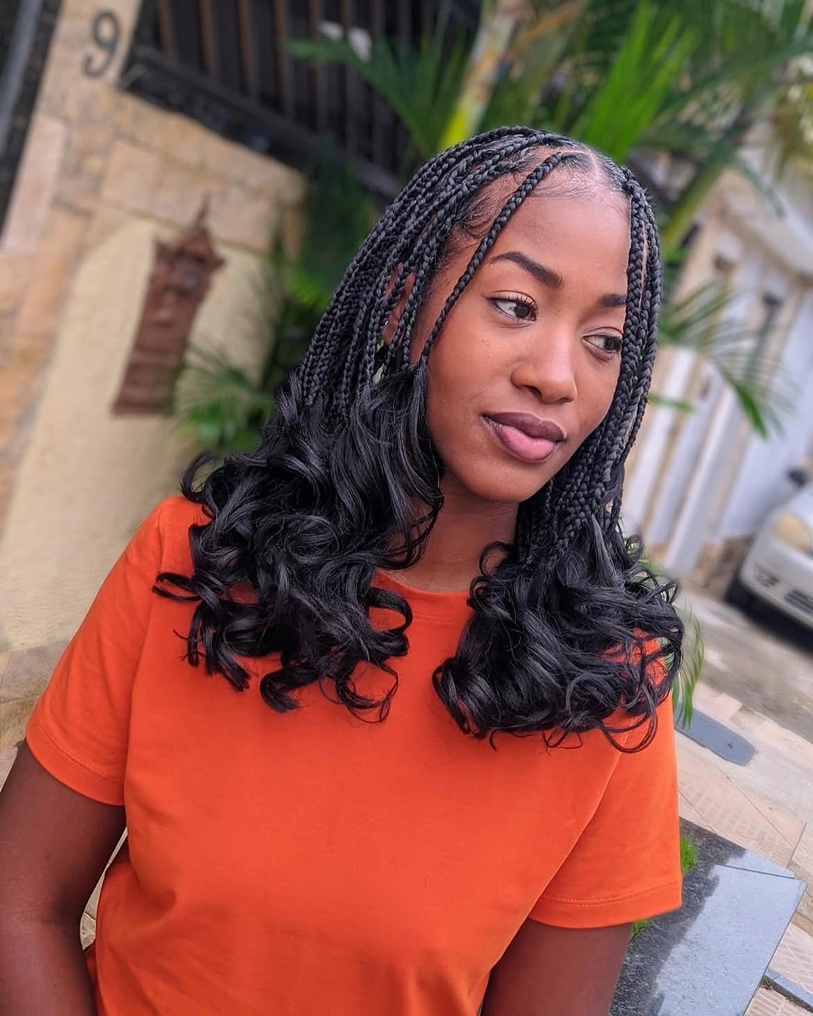 Half Braided Half Curly Bohemian Knotless Braids