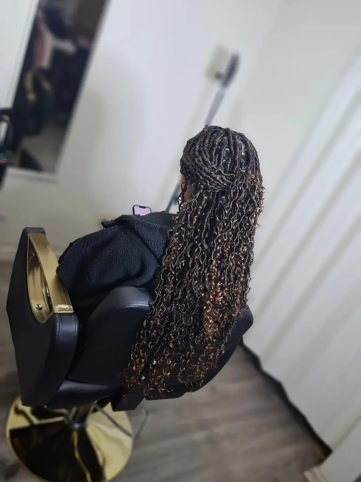 Half Up Half Down Curly Faux Locs