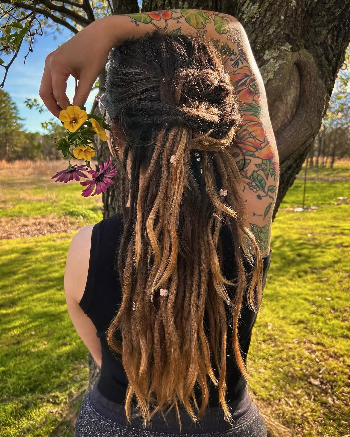 Half Up Half Down Dreadlock Style With Beads