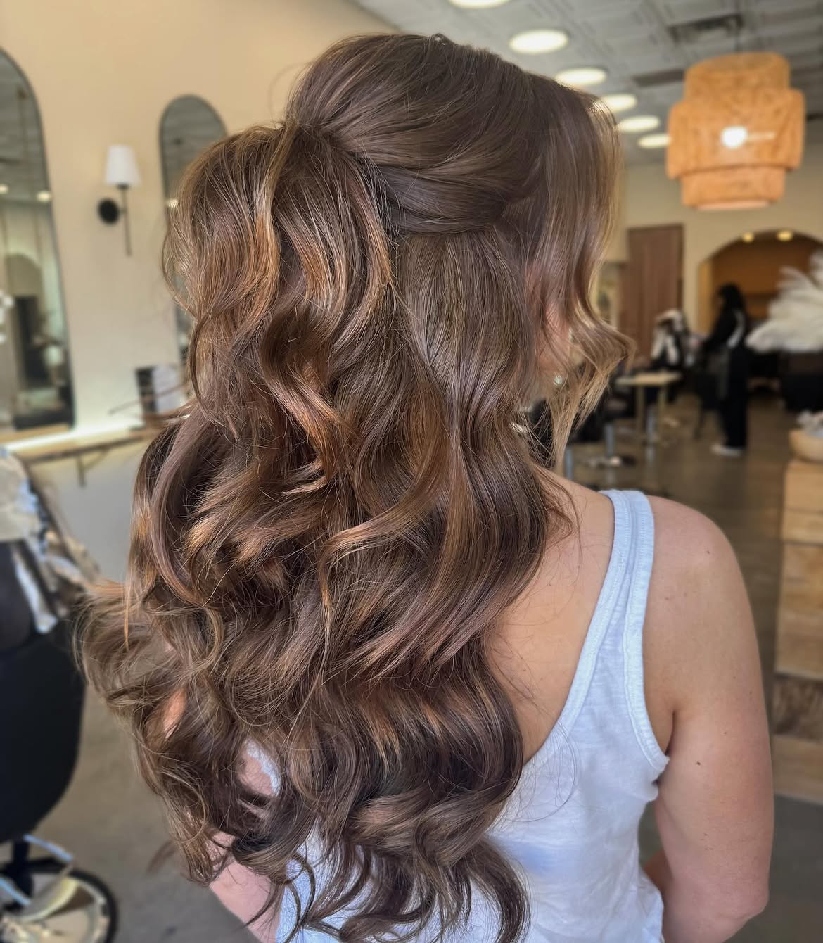 Half Up Half Down Soft Brown Waves