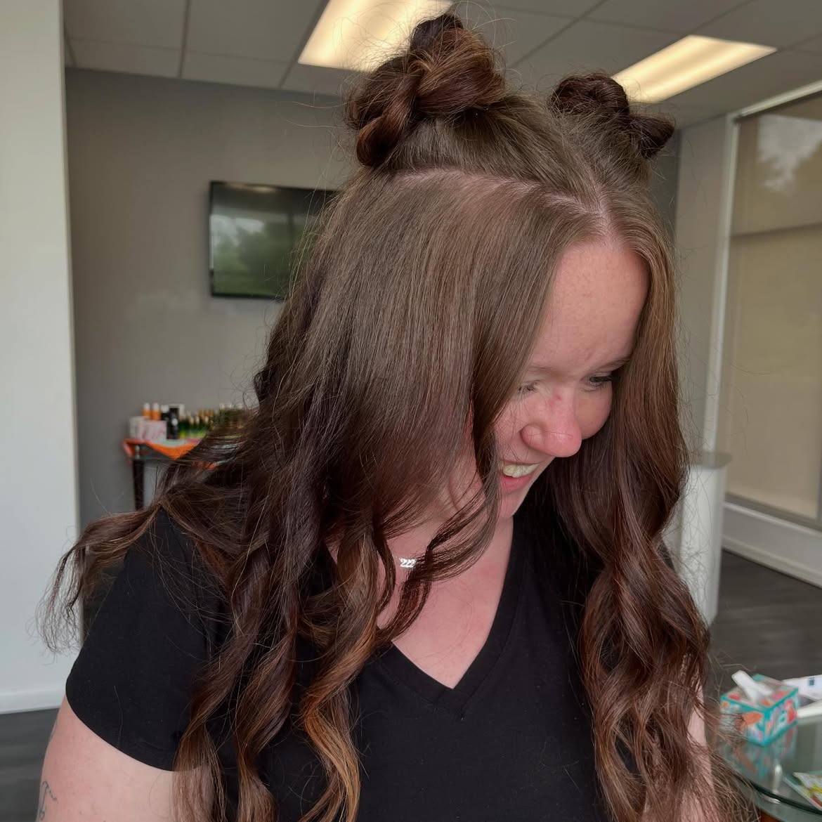 Half Up Space Buns With Soft Loose Waves