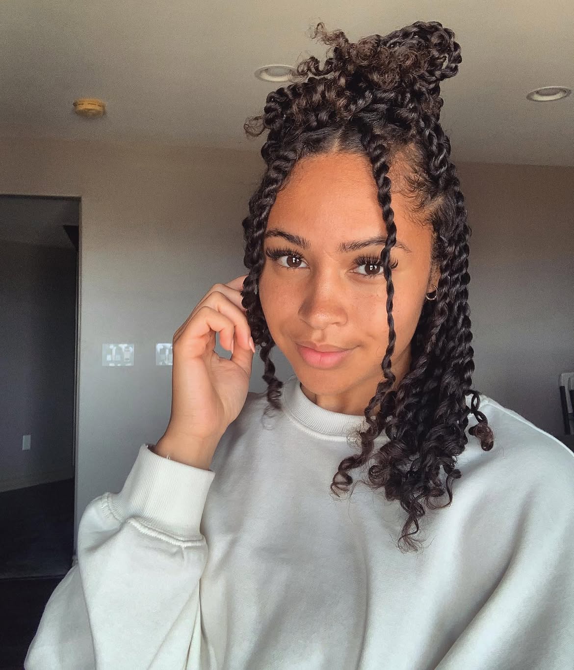 Half Up Twisted Protective Style On Coily Hair