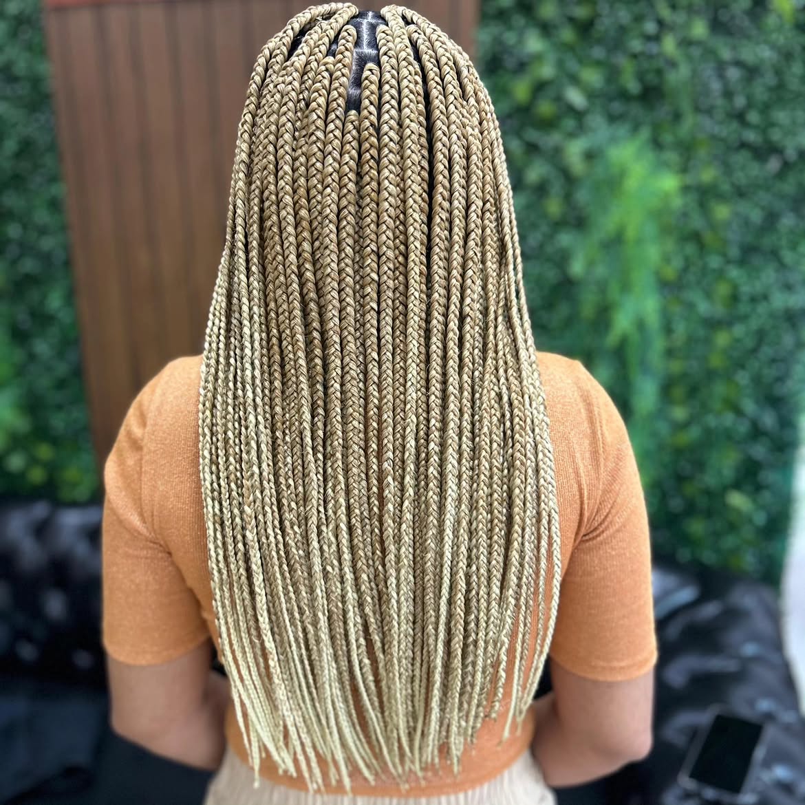 Honey Blonde Mid Back Knotless Box Braids