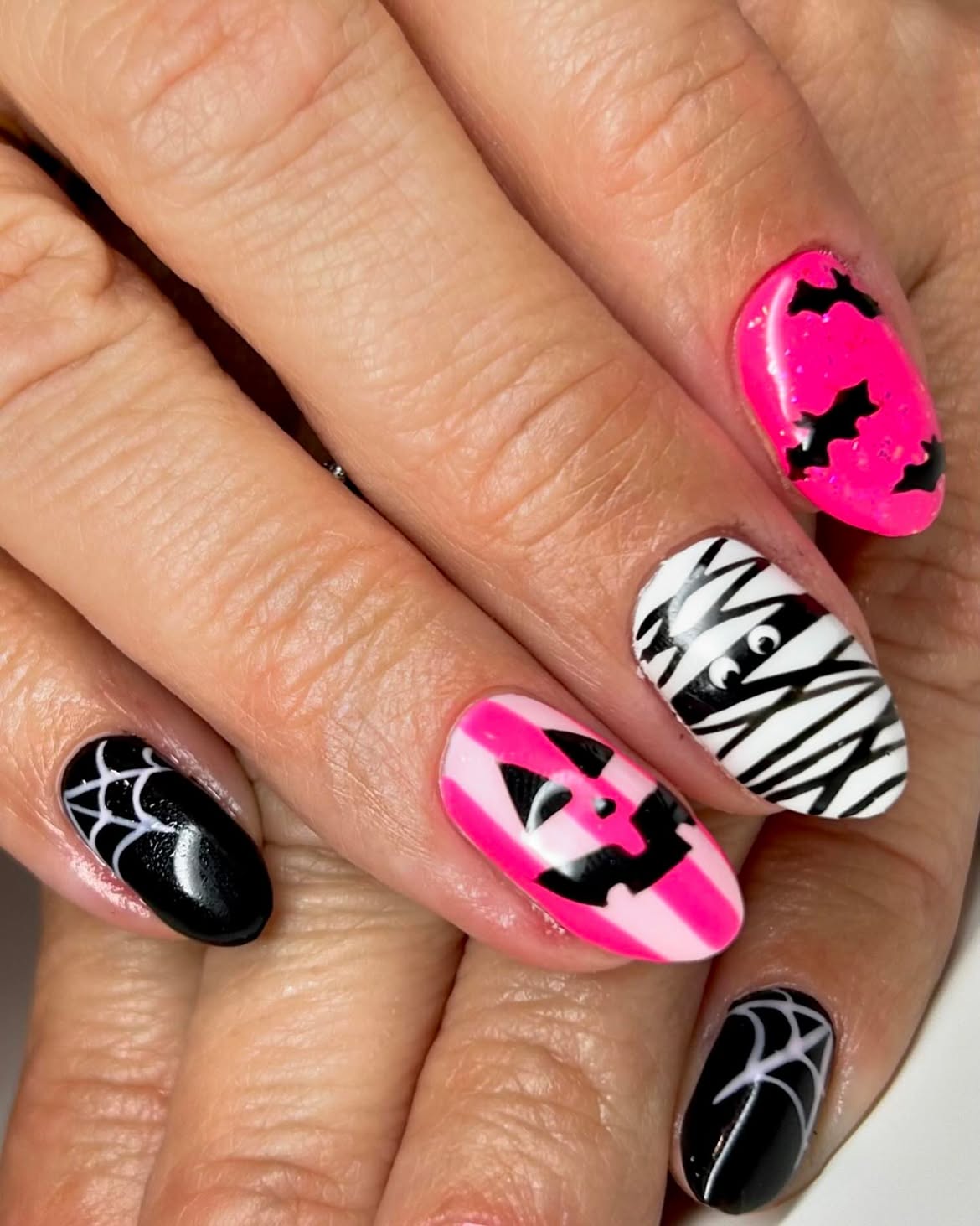 Hot Pink Halloween Jack-o'-Lantern and Spiderwebs