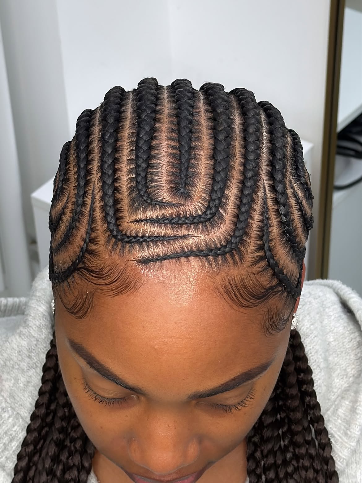 Intricate Geometric Feed In Cornrow Braids