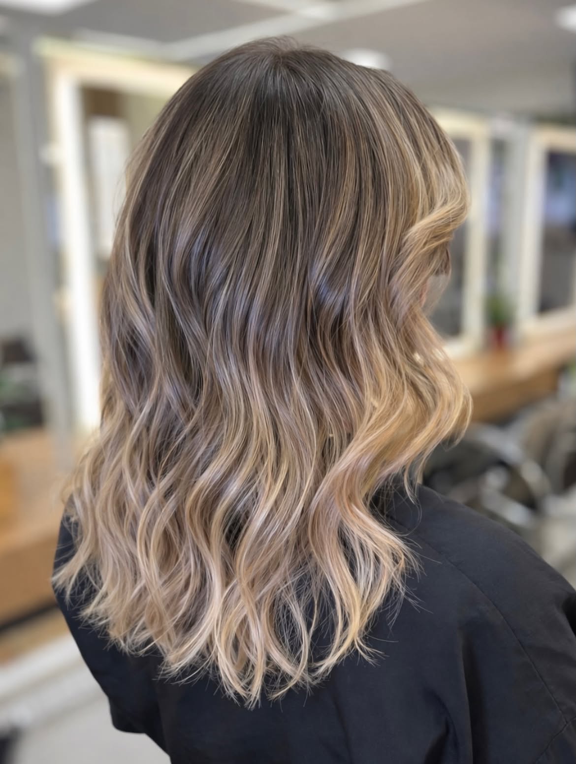 Lived In Ash Blonde Highlights On Mid Length Waves