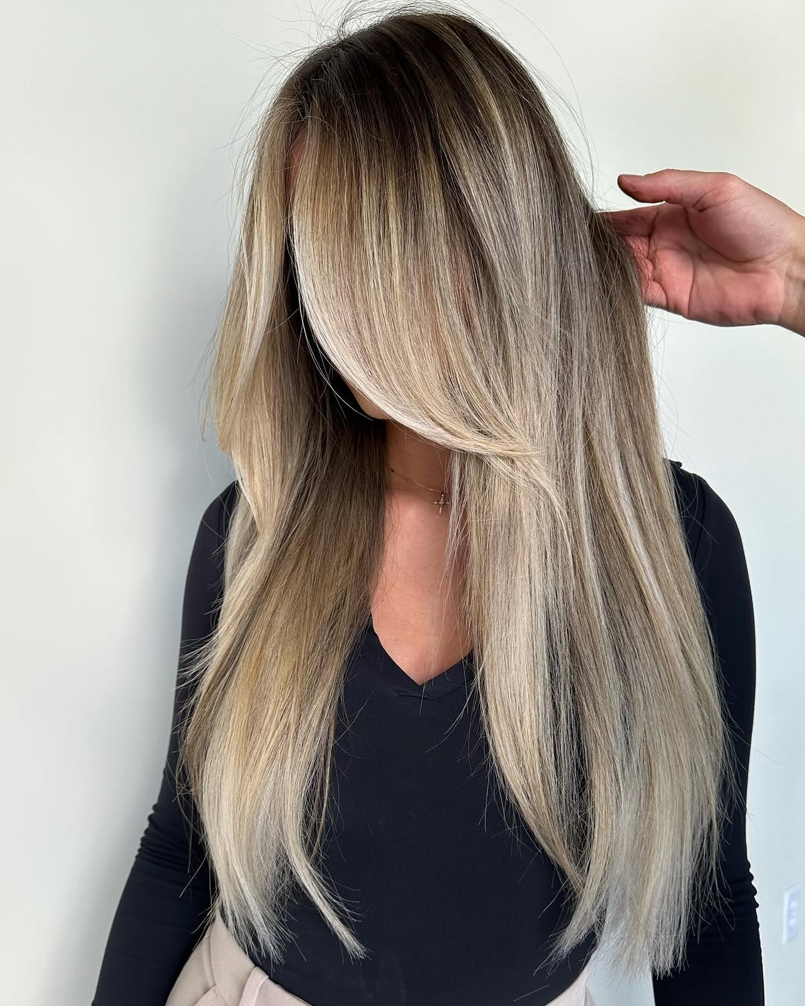 Long Ash Blonde Hair With Seamless Curtain Bangs