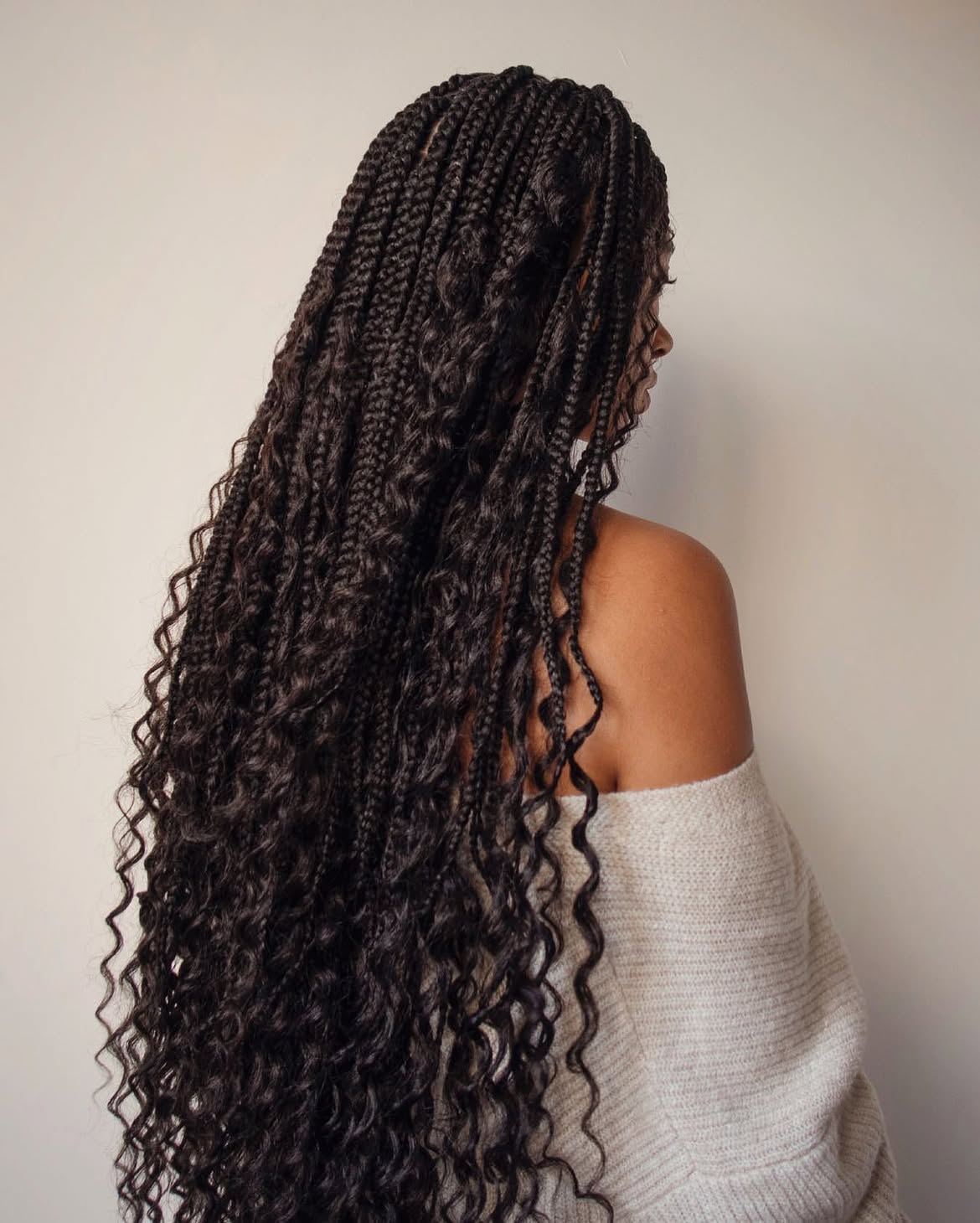Long Box Braids With Curly Ends