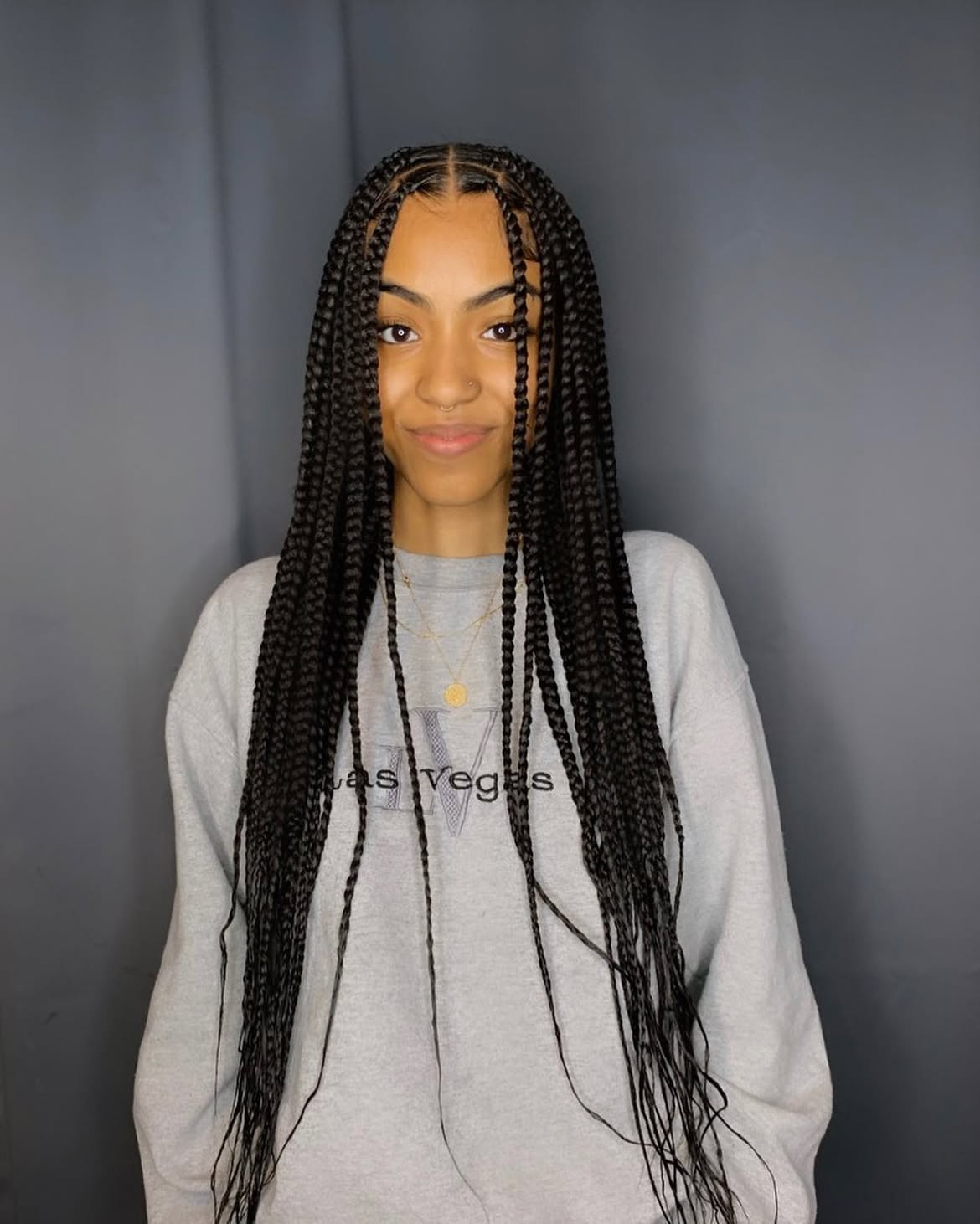 Long Box Braids With Face Framing Pieces