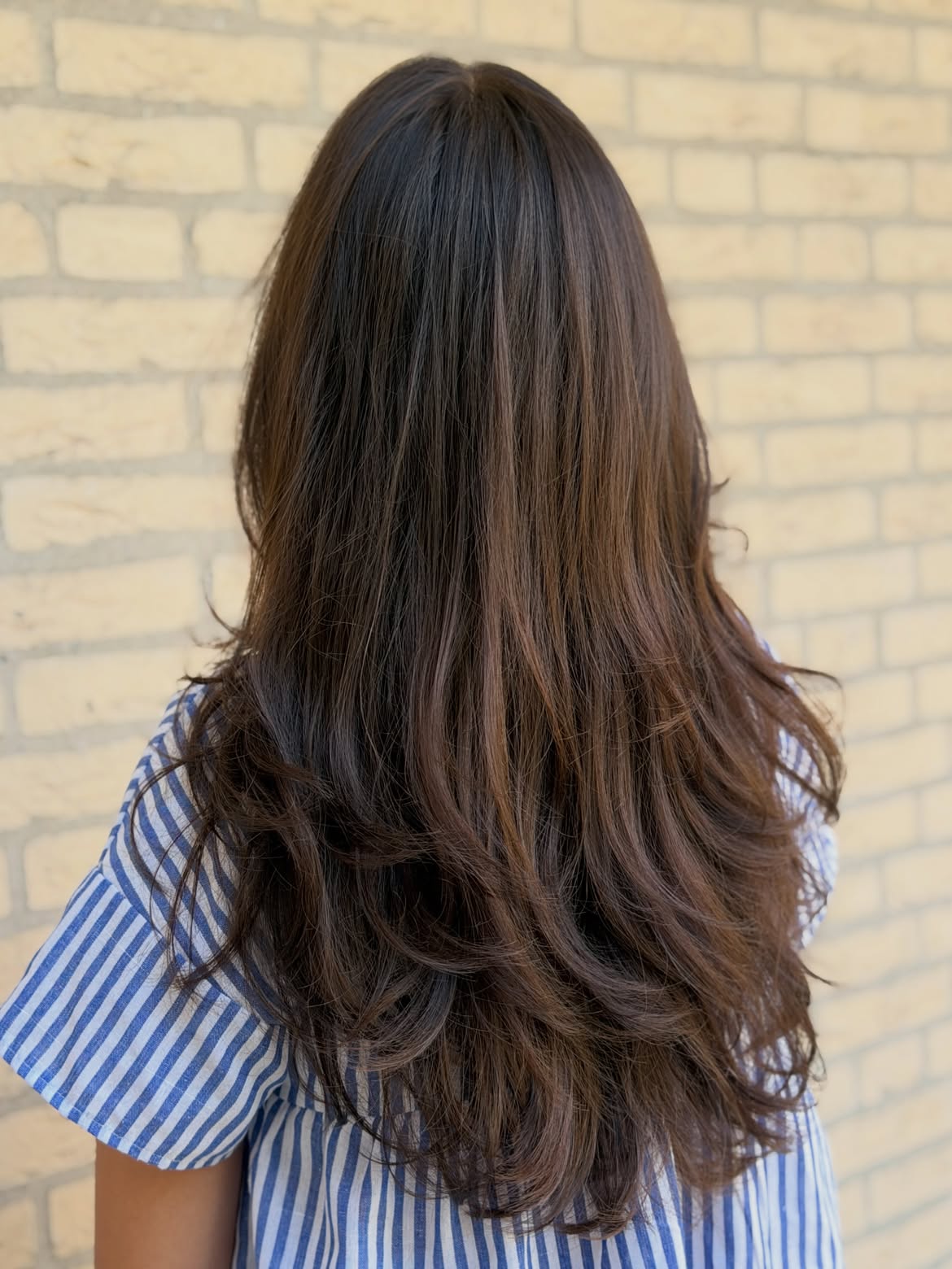 Long Brunette Layers With Soft Feathered Ends