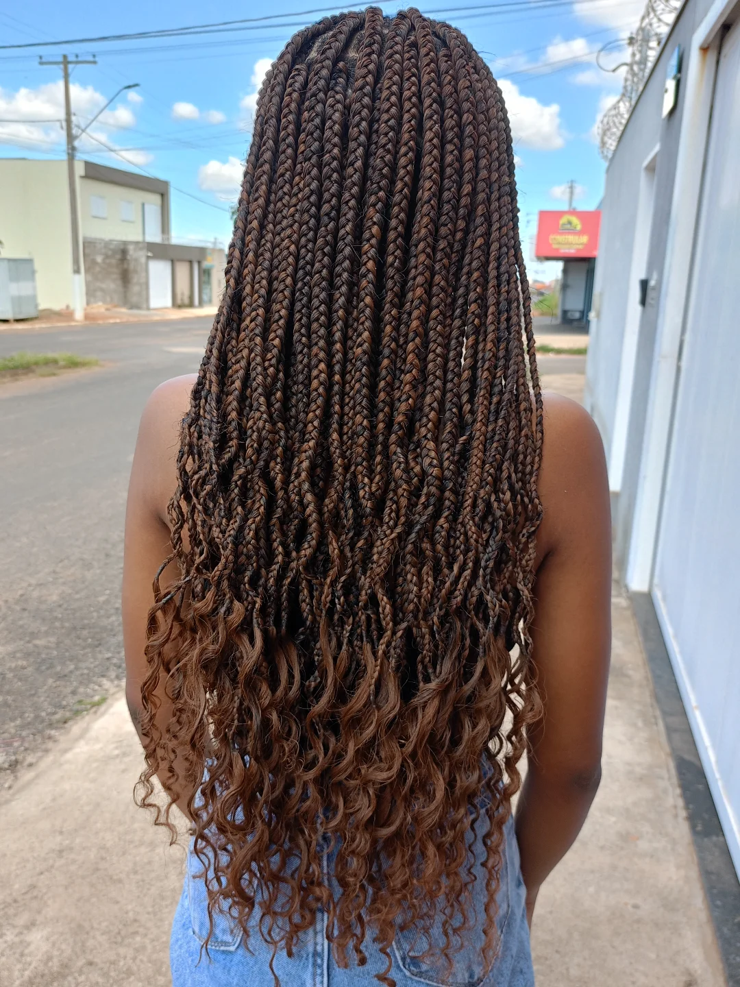 Long Chestnut Brown Goddess Knotless Braids