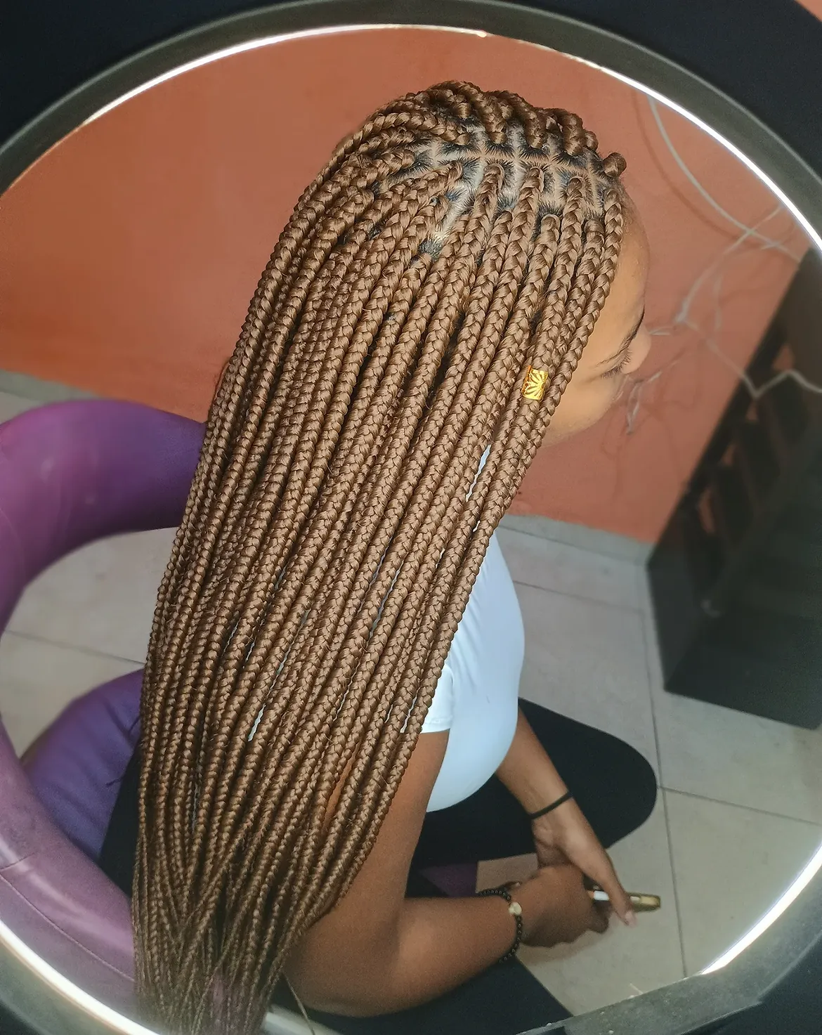 Long Honey Blonde Box Braids With Square Parts