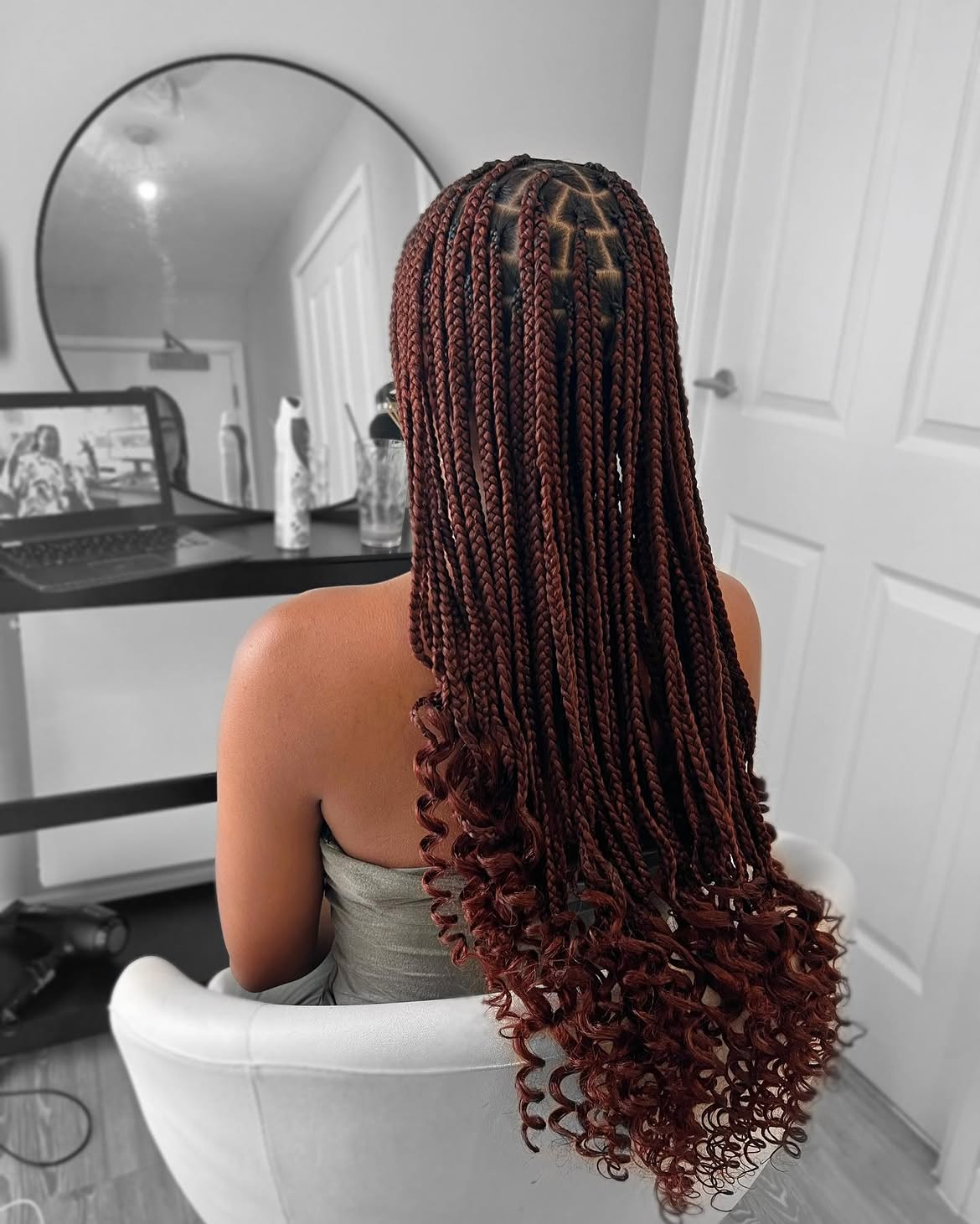 Long Knotless Box Braids In Rich Auburn