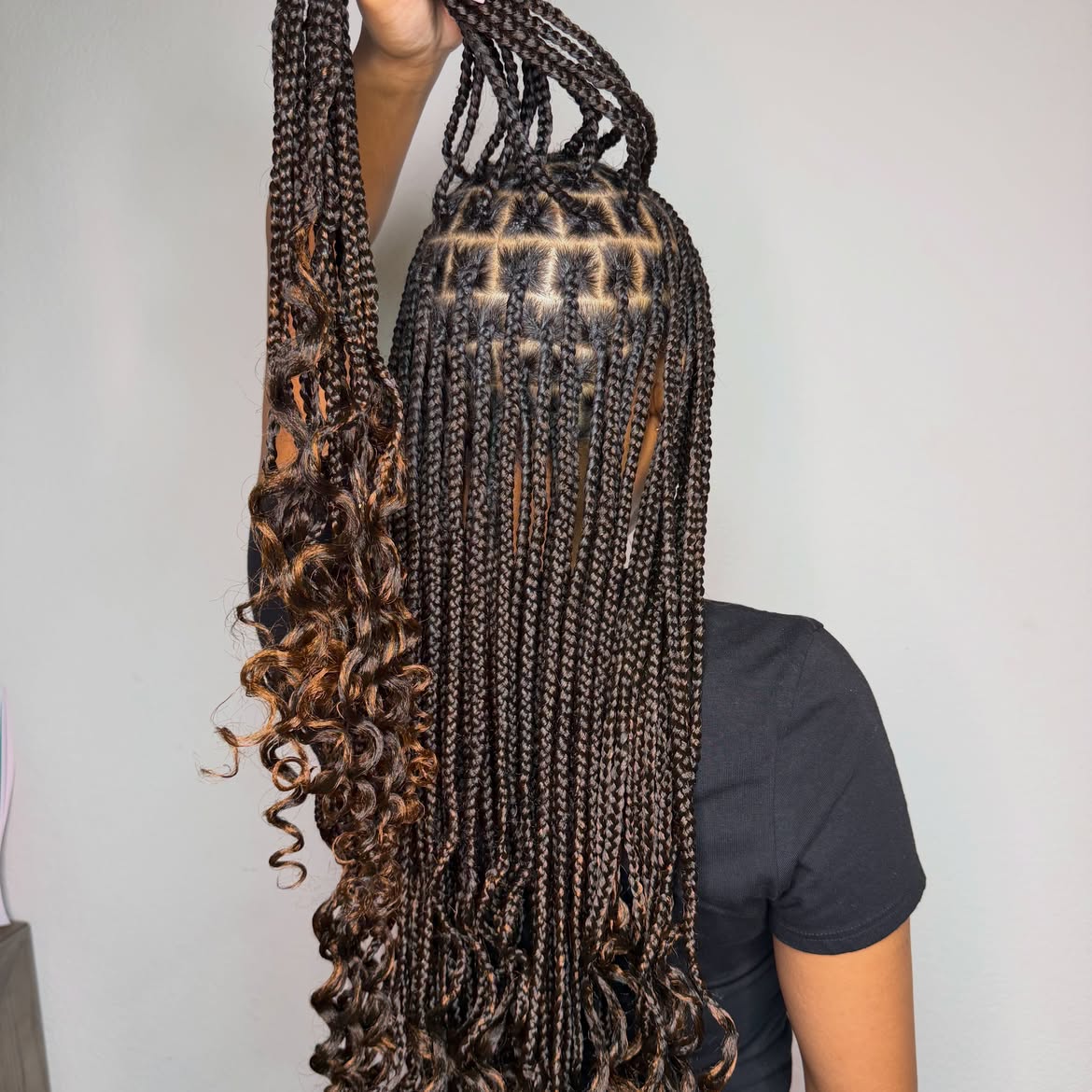 Long Knotless Box Braids With Curly Ends