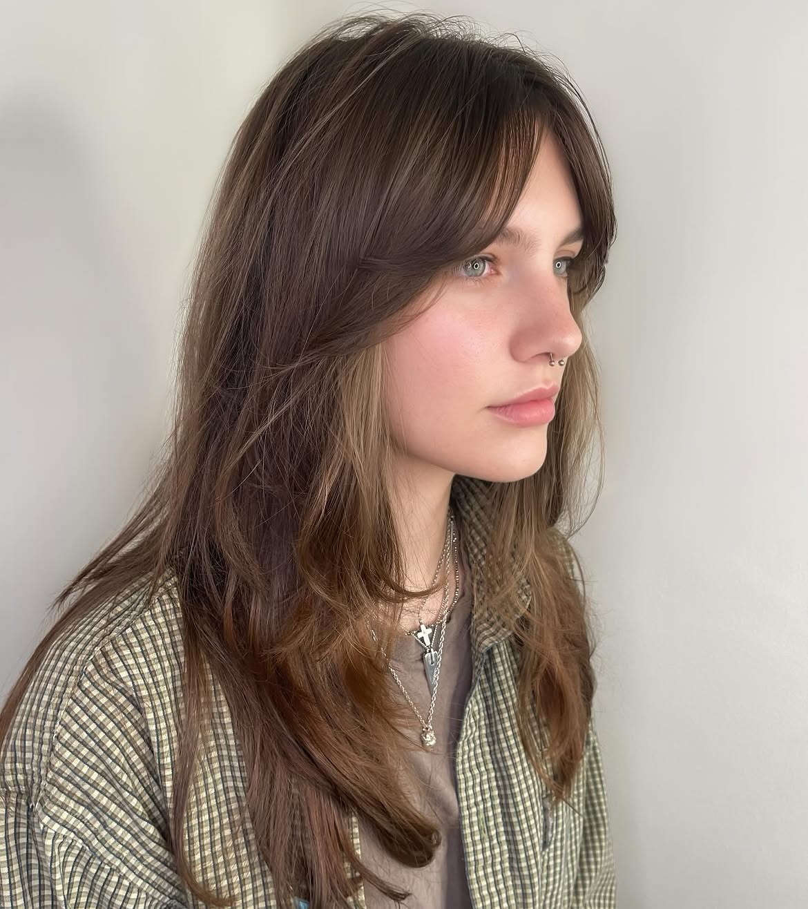 Long Layered Haircut With Wispy Curtain Bangs