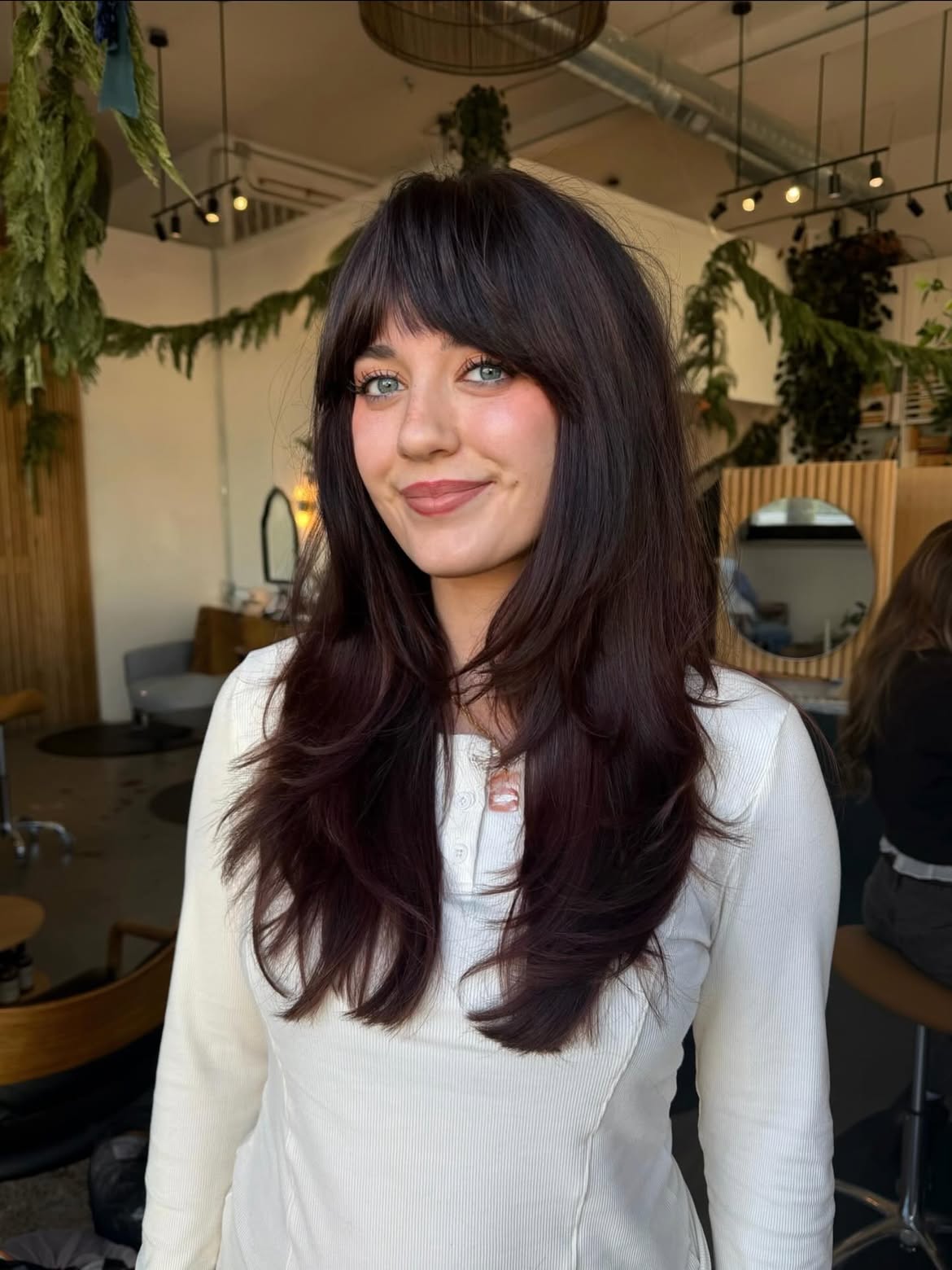 Long Layered Haircut With Wispy Curtain Bangs