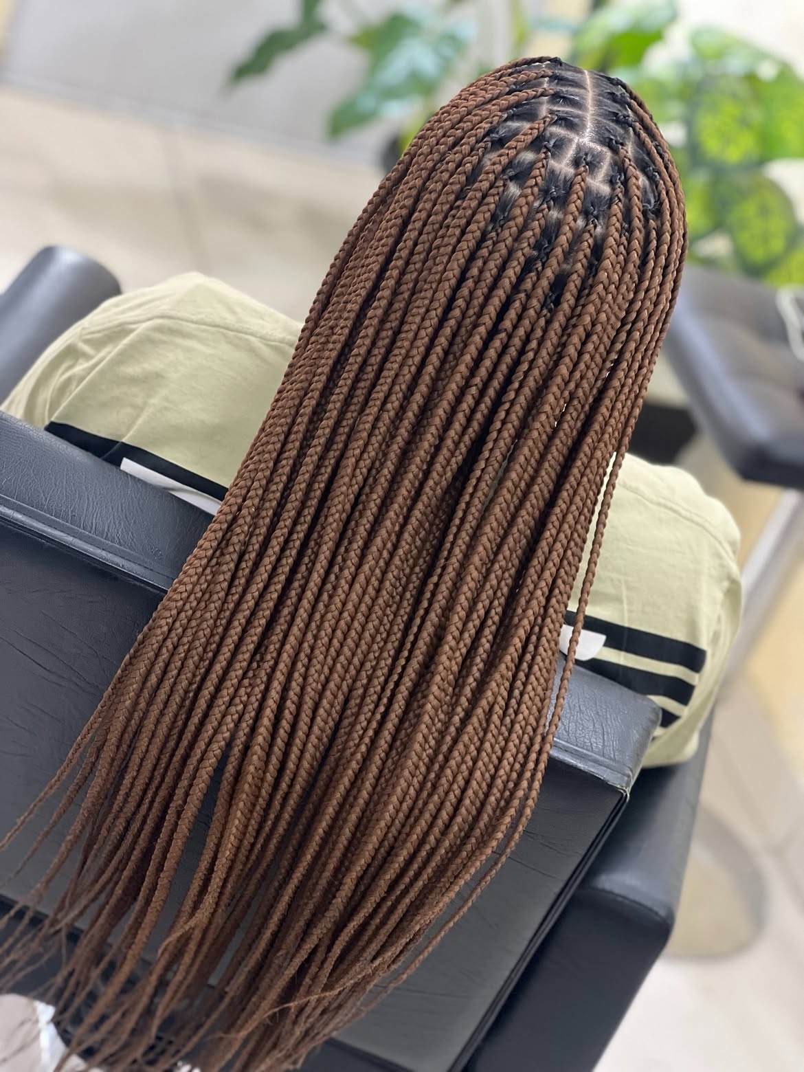 Long Waist Length Auburn Knotless Box Braids
