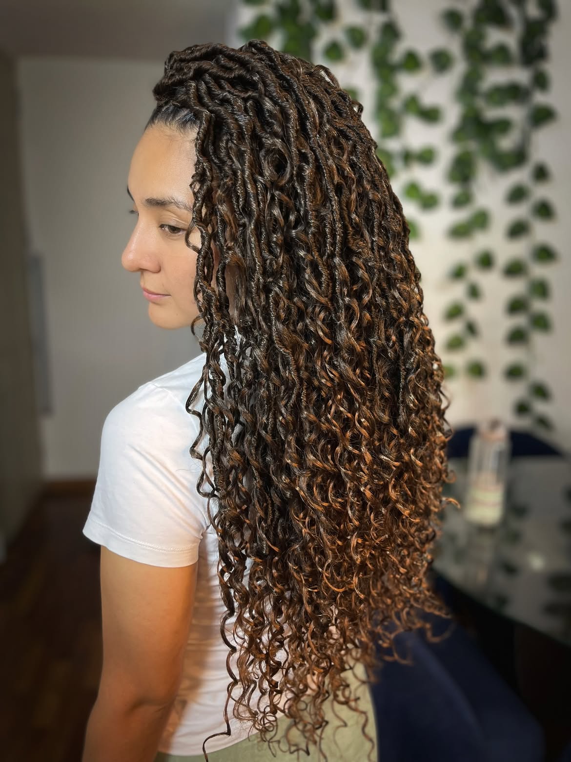 Long Wavy Goddess Faux Locs In Espresso Brown