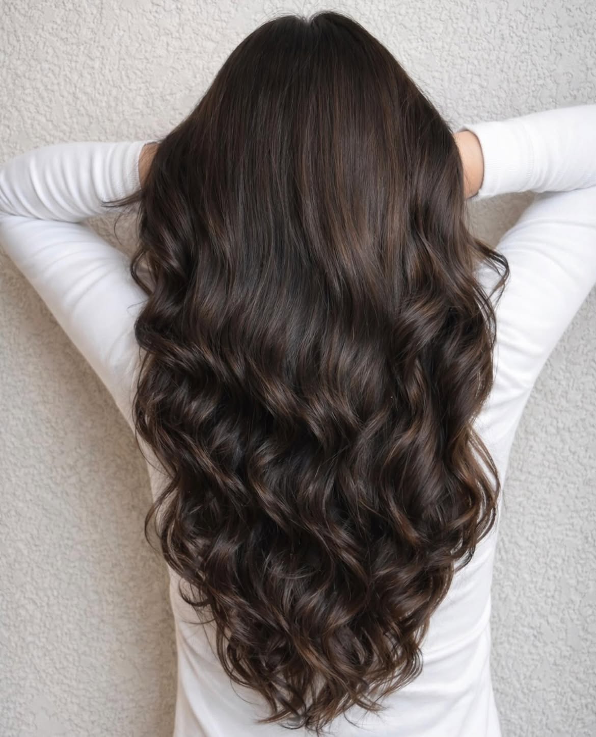 Luxurious Espresso Brunette Waves With Long Layers