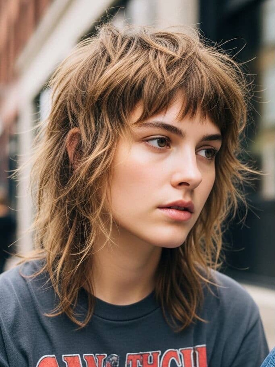 Messy Shag With Wispy Bangs And Texture