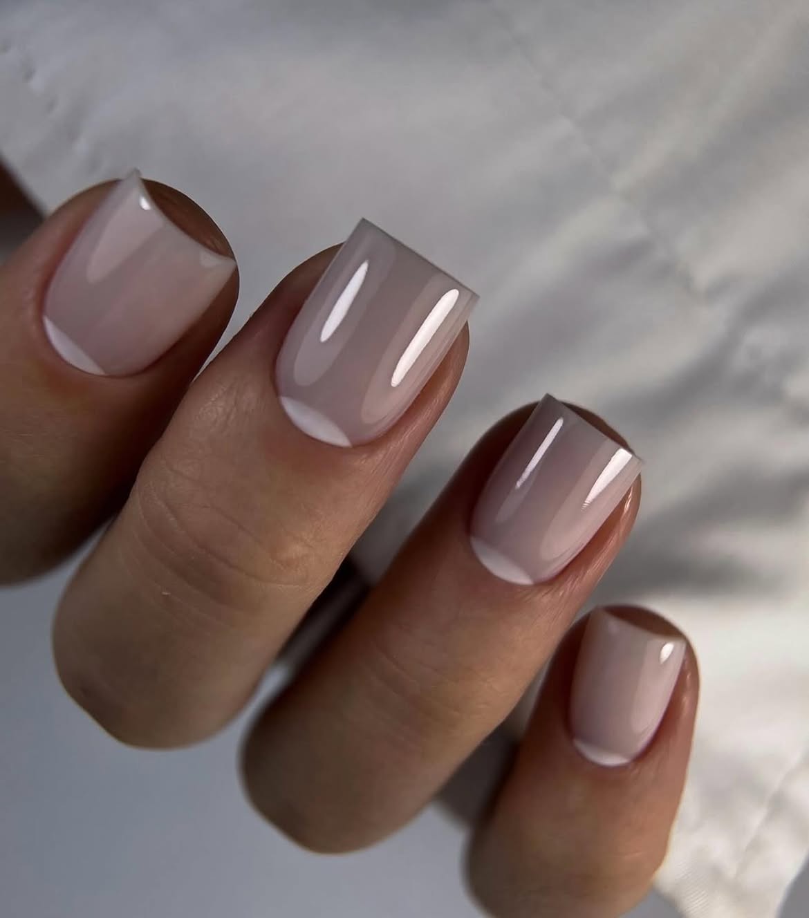 Milky Nude Half Moon French Nails