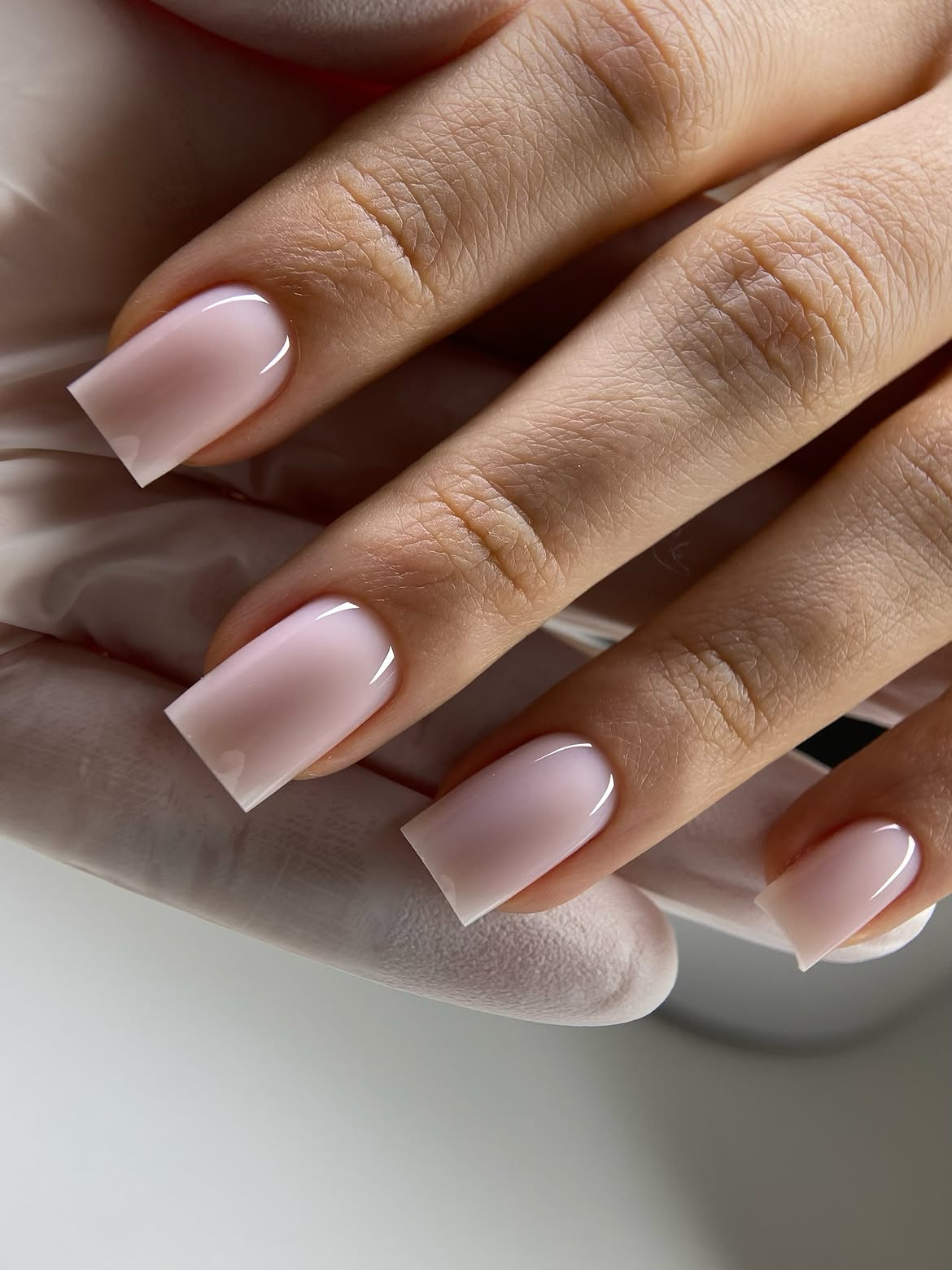 Milky Pink Soft Square Gel Nails