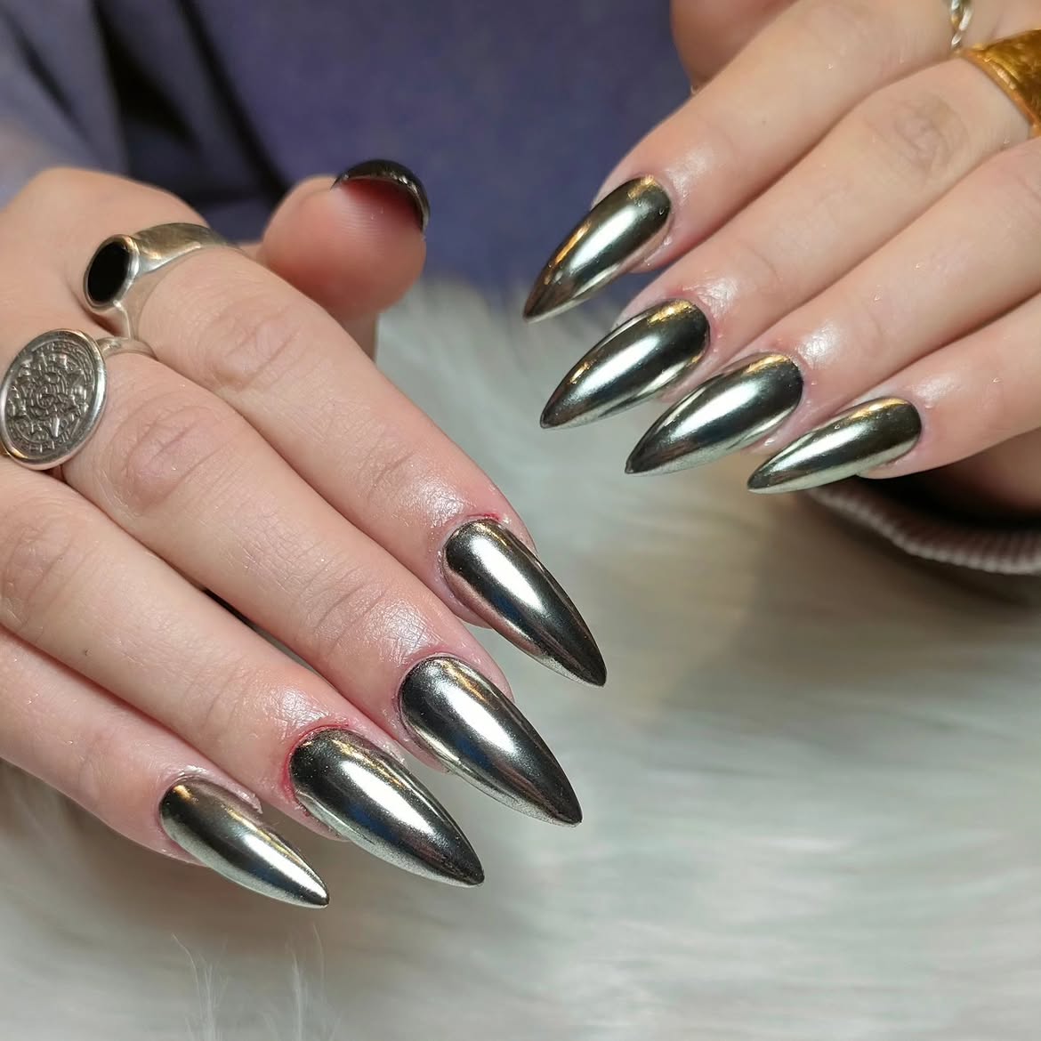 Mirror Chrome Stiletto Nails