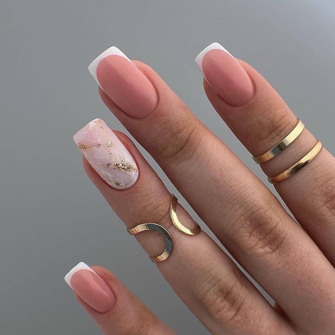Modern Marble French with Gold Flakes