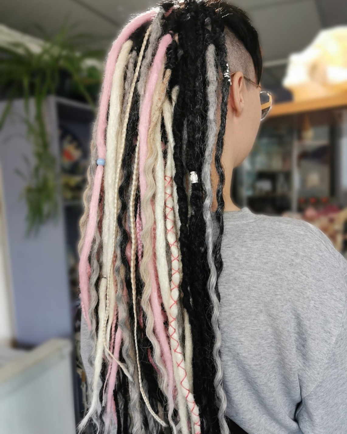 Multi Colored Synthetic Dreadlocks With Undercut