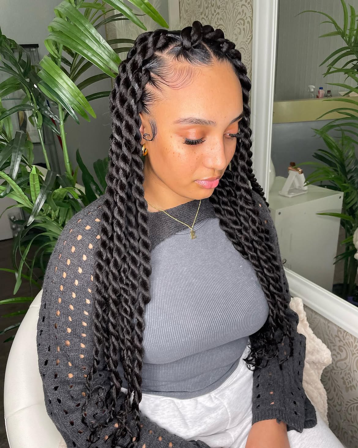 Polished Two Strand Twist Braids With Laid Edges