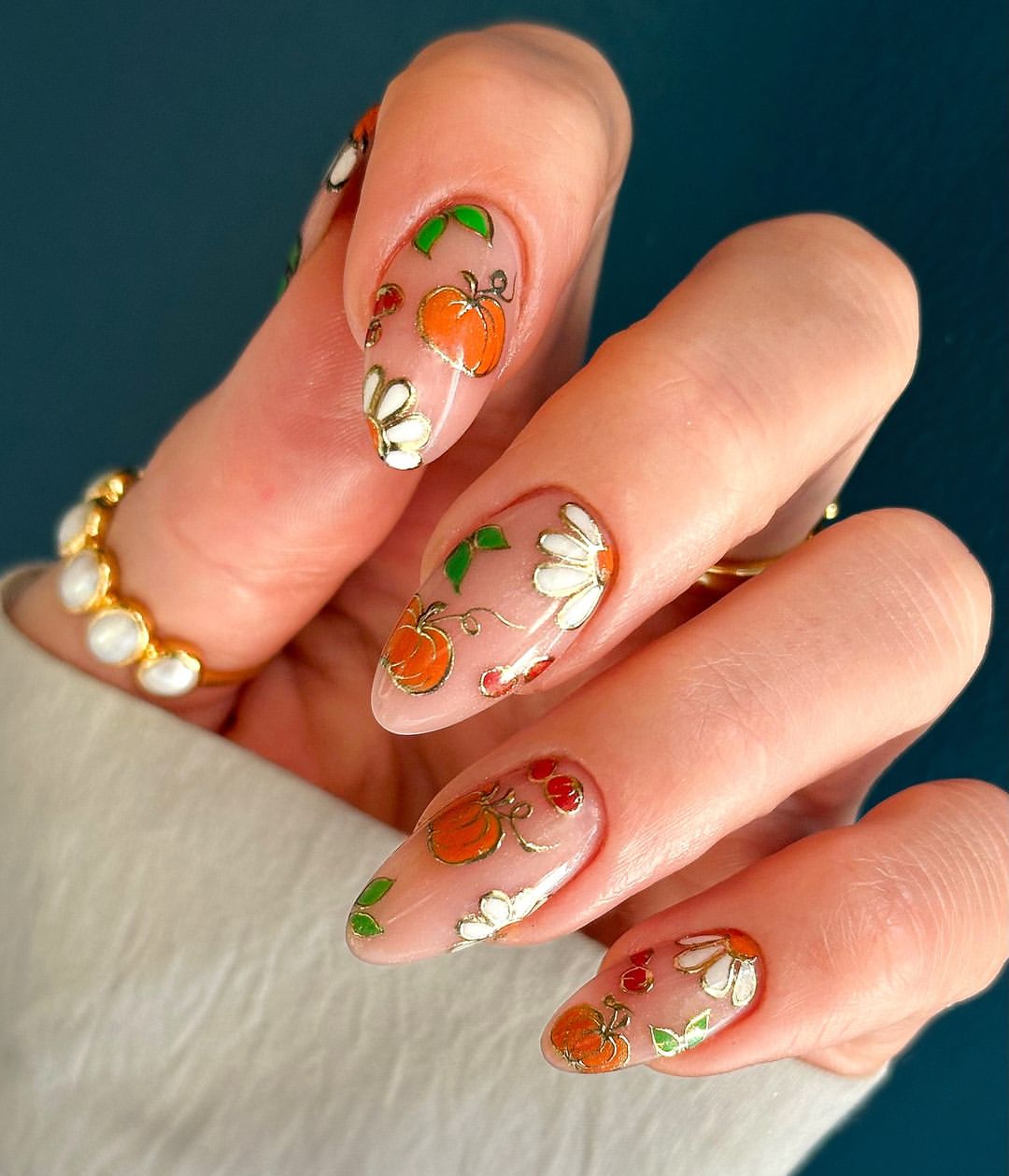 Pumpkin Patch Harvest Almond Nails