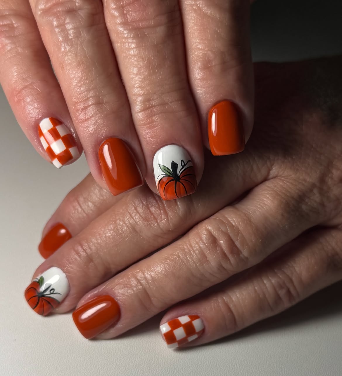 Pumpkin Patch Plaid Thanksgiving Nails
