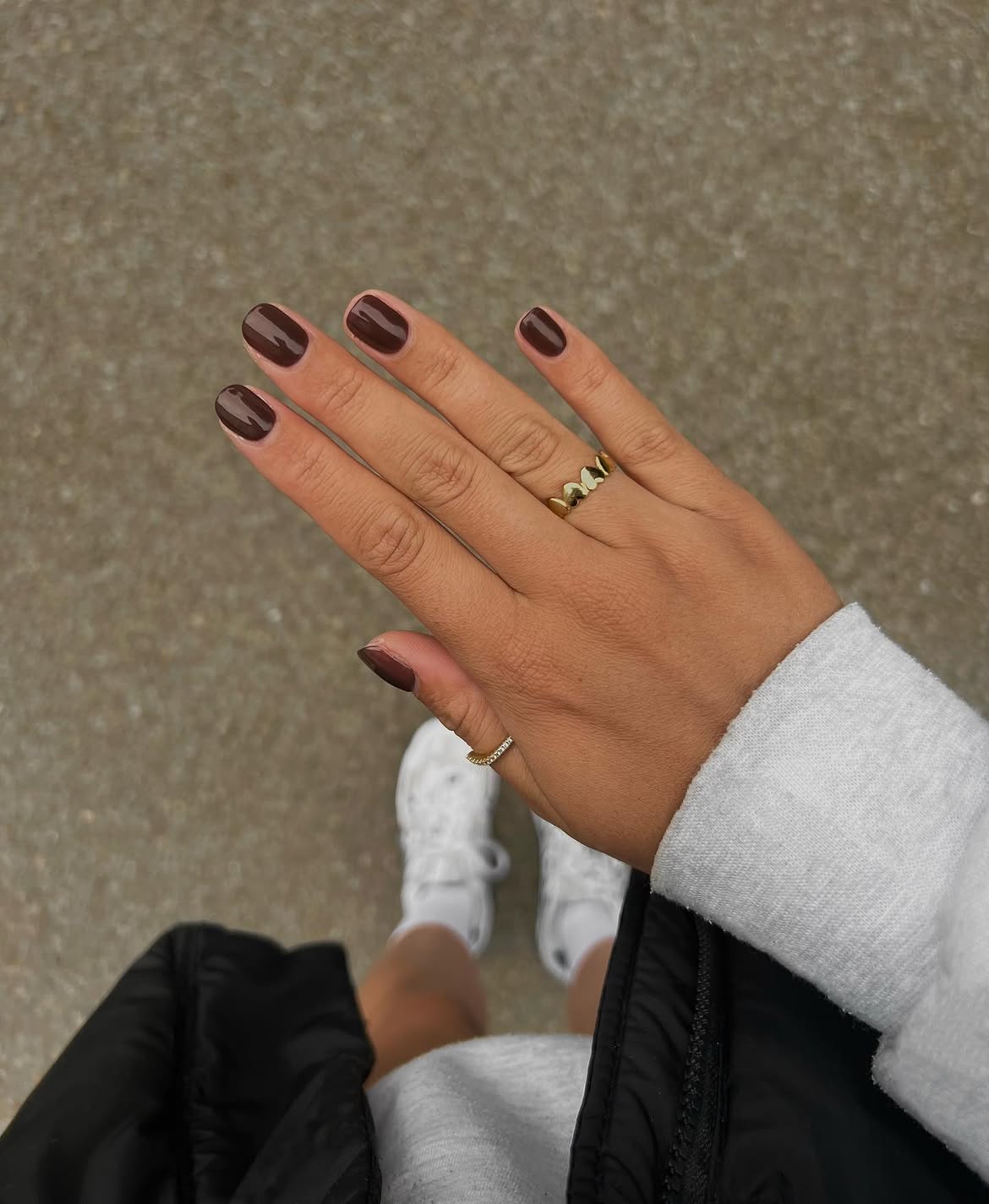 Rich Chocolate Brown Glossy Short Nails