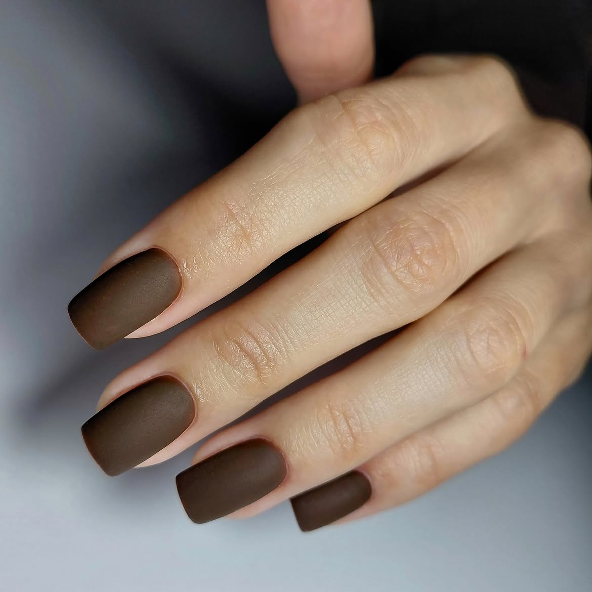 Rich Chocolate Matte Square Nails