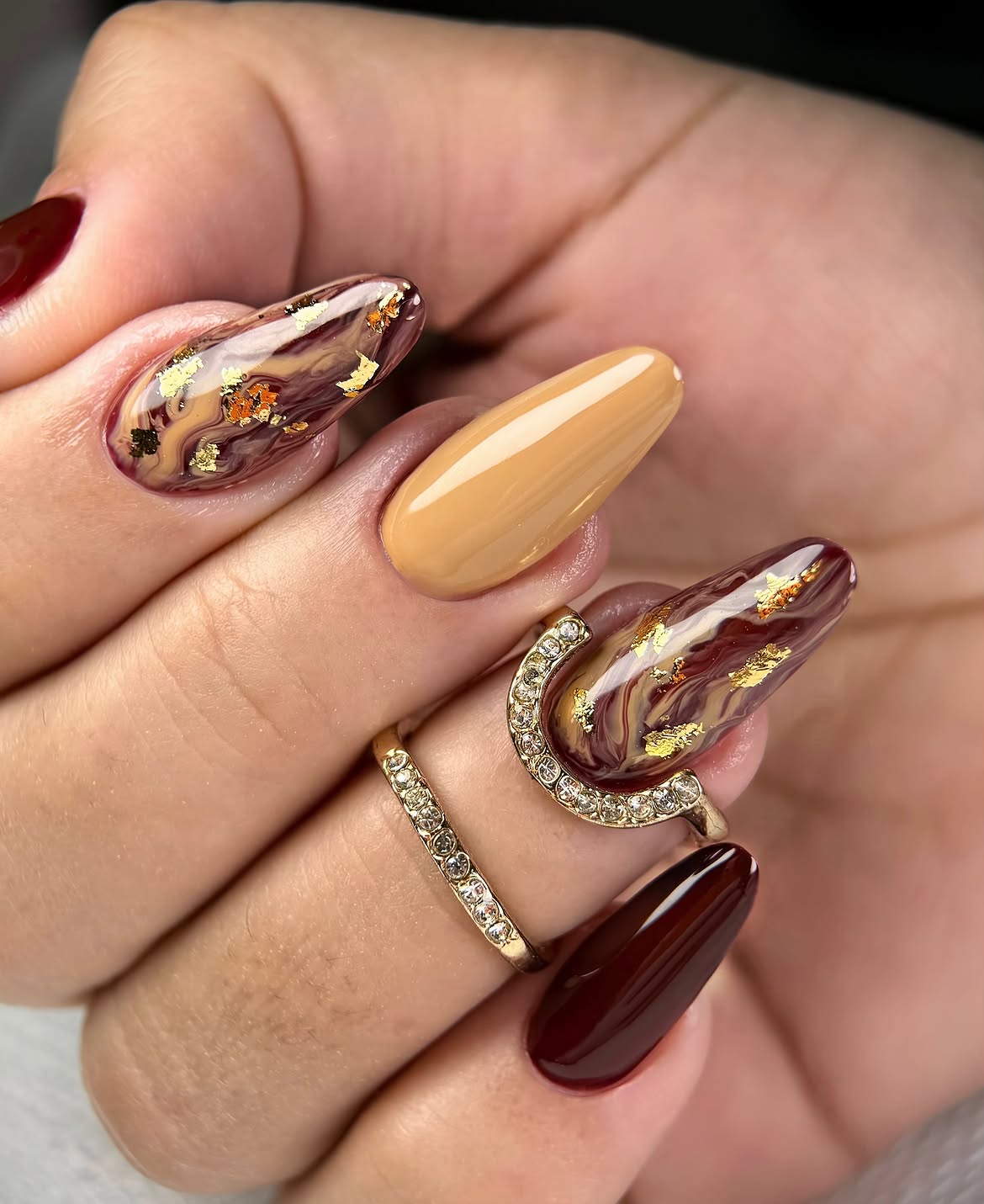 Rich Earthy Swirls With Gold Foil Accents