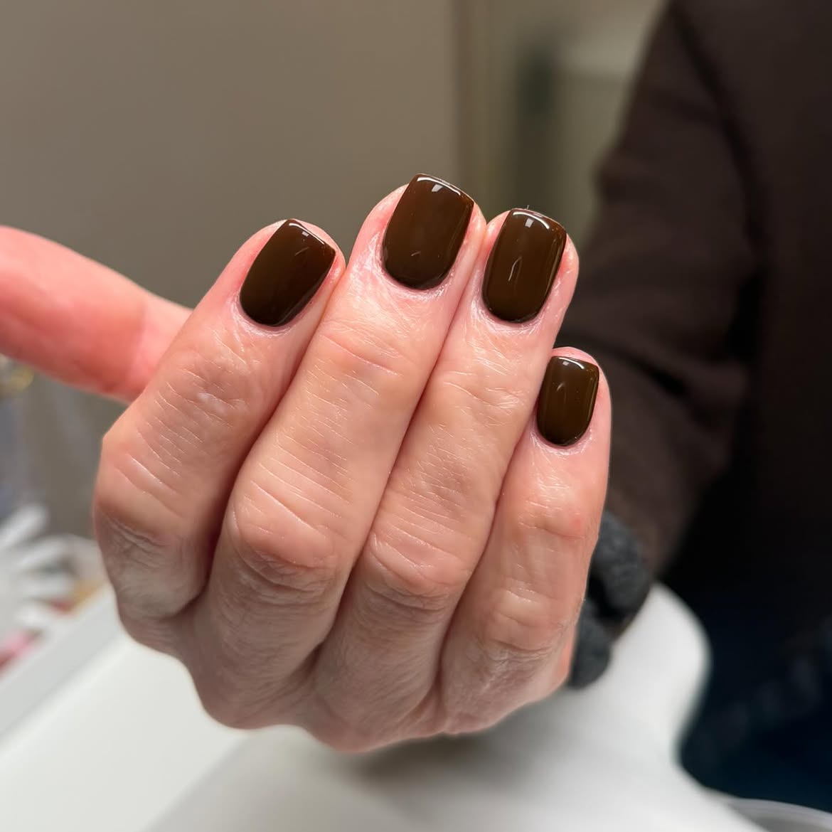 Rich Espresso Bean Glossy Coffin Nails