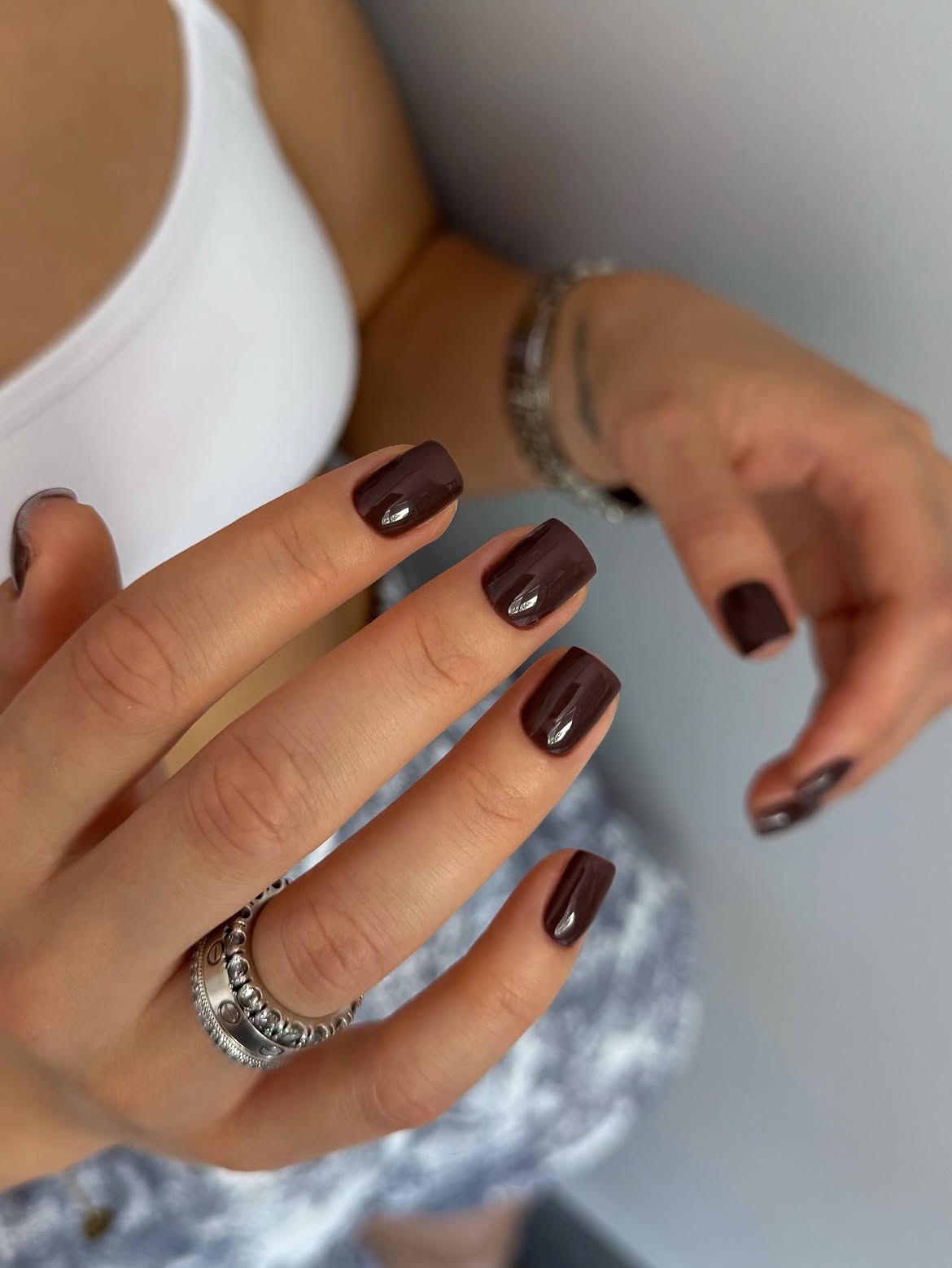 Rich Espresso Square Glossy Nails